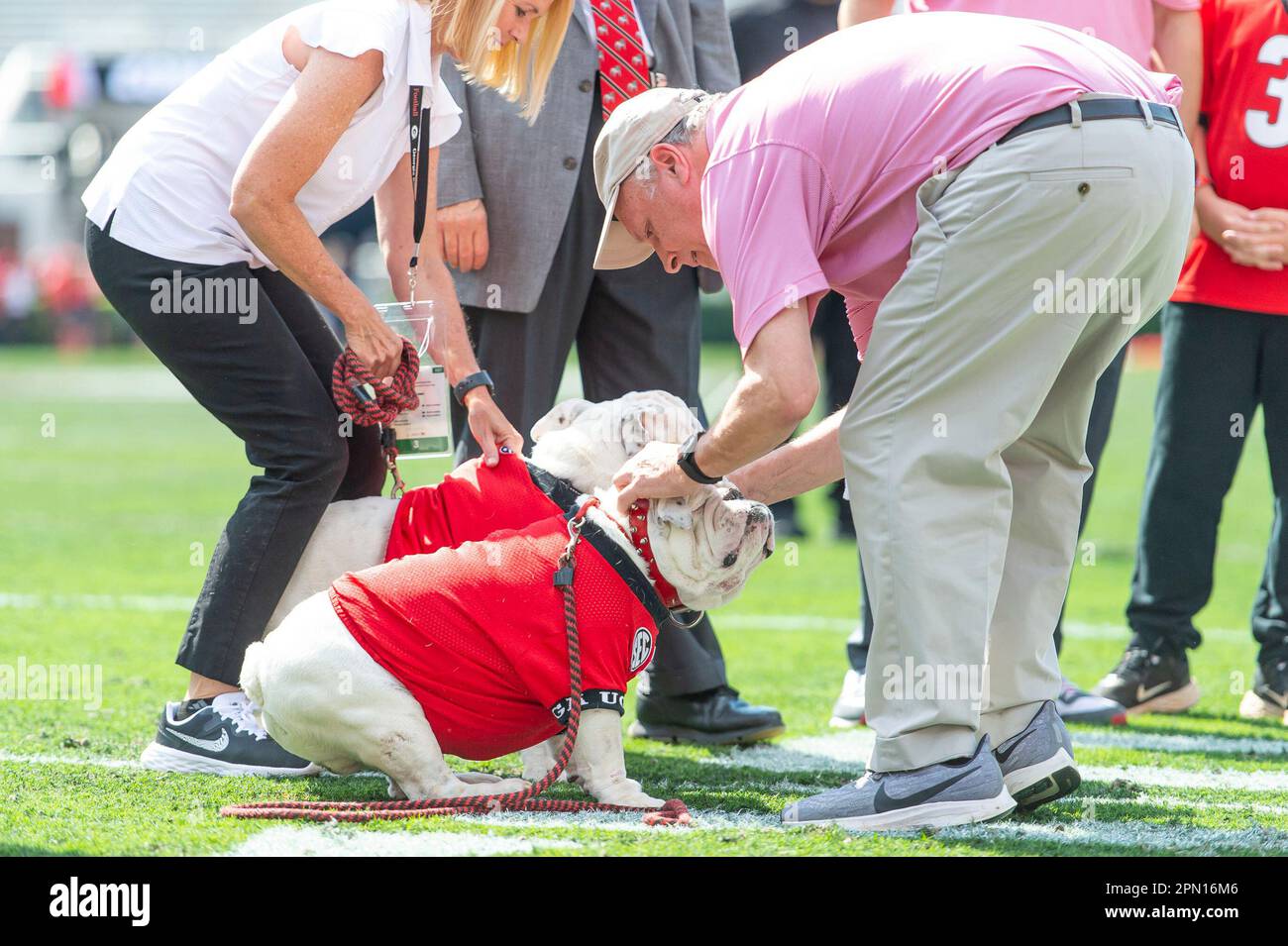 Uga XI, a puppy named Boom, was introduced at the Georgia spring game