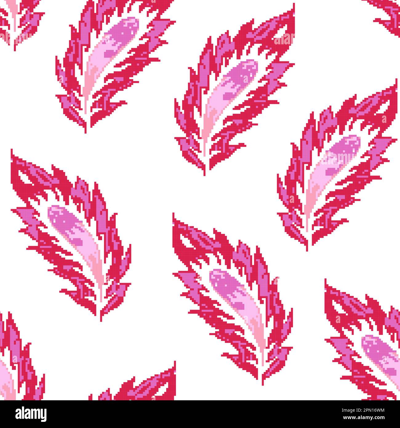 Pixelated flower leaves, foliage seamless pattern Stock Vector Image ...