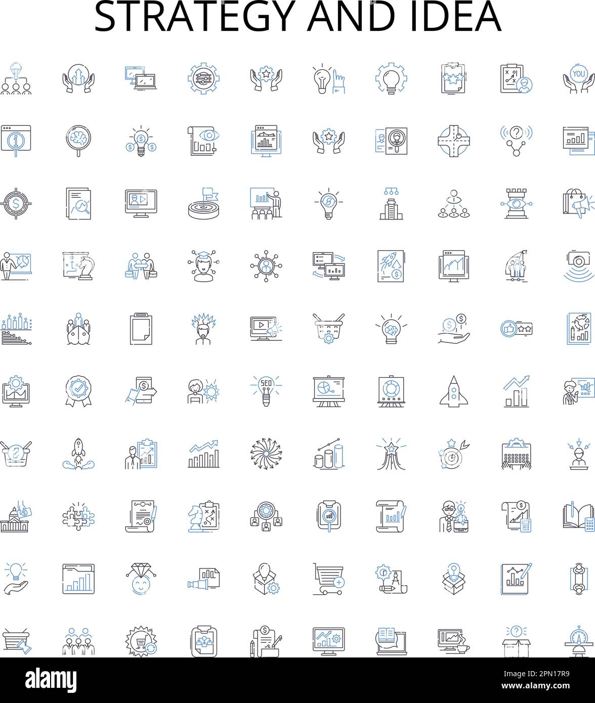 Strategy and idea outline icons collection. strategy, idea, planning ...