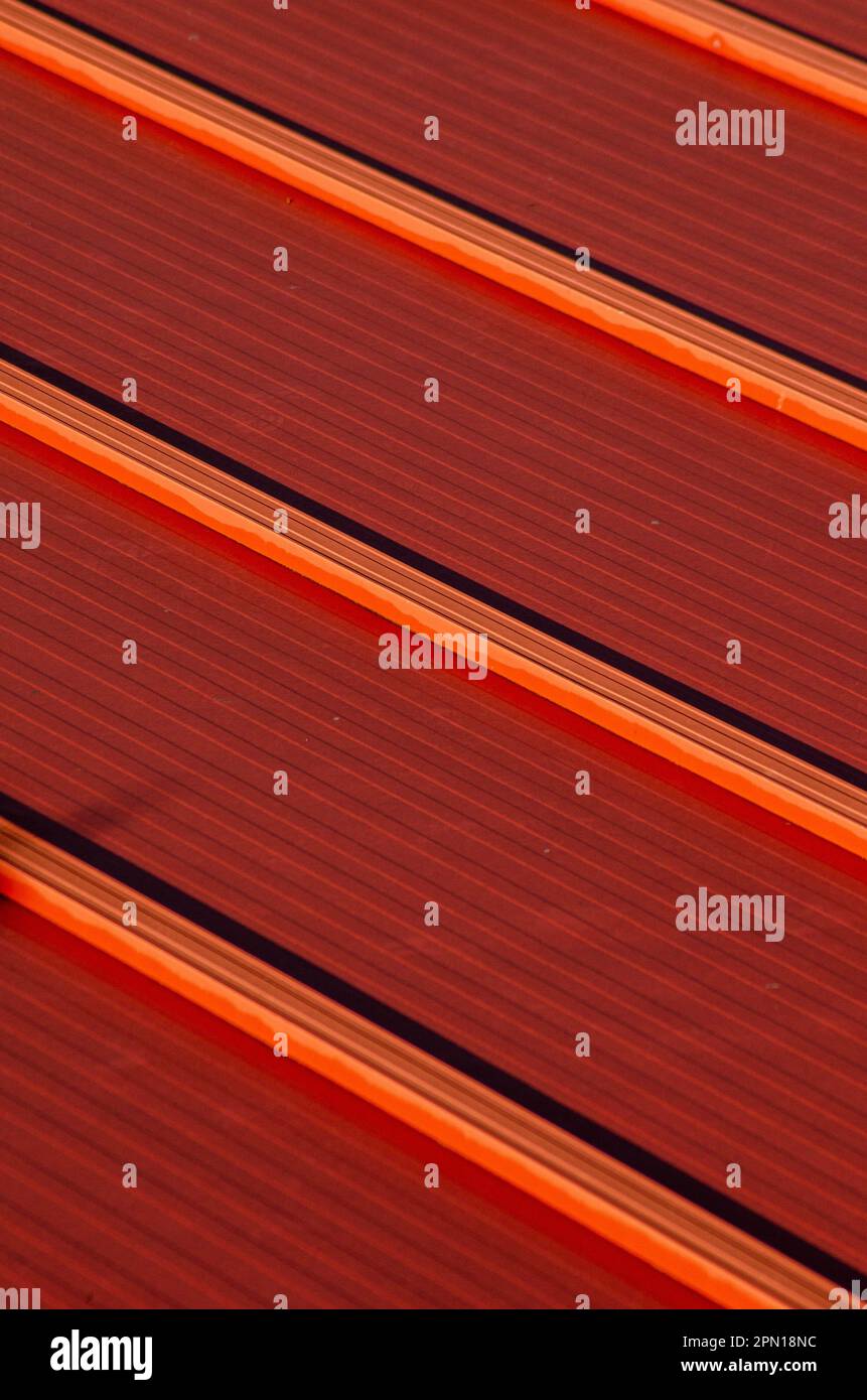 red roof metal sheets for lightweight roofs corrugated metal roofing Stock Photo