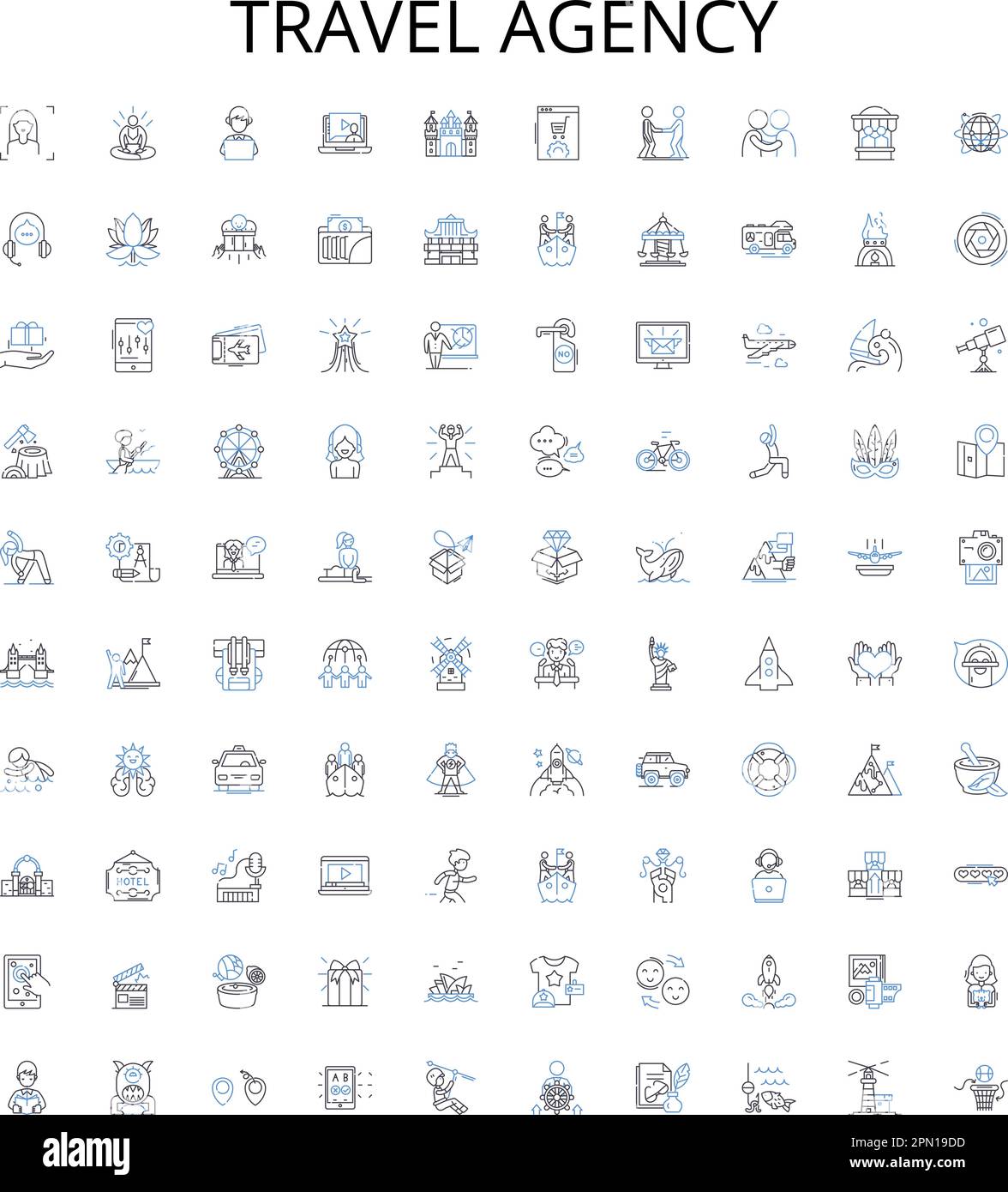 Travel agency outline icons collection. Travel, Agency, Tour, Vacation ...