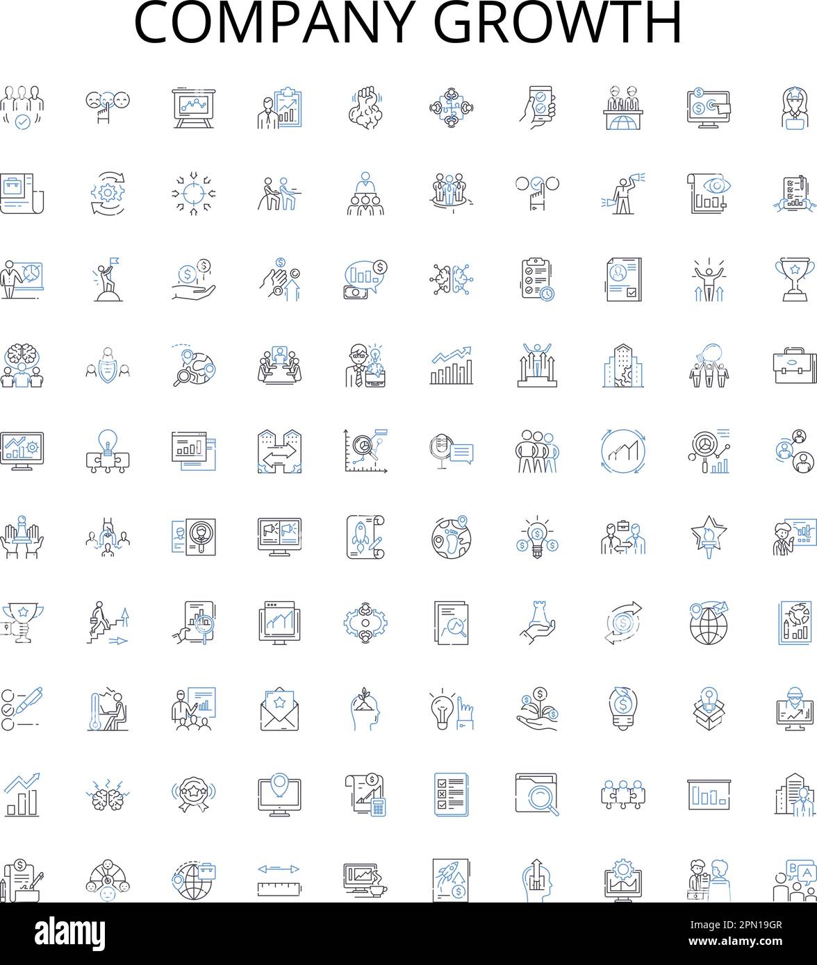 Company growth outline icons collection. Expansion, Expansionary ...