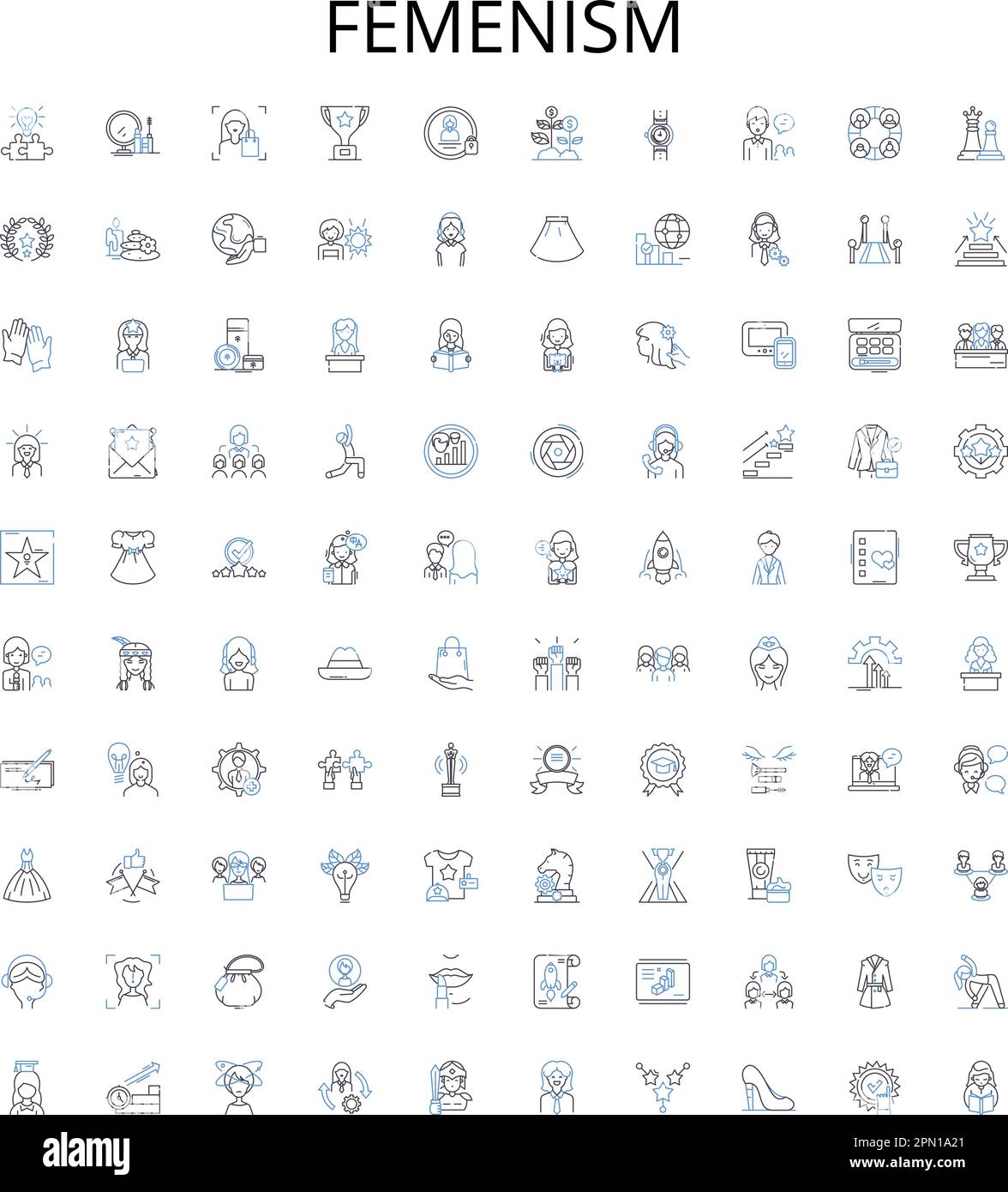 Femenism outline icons collection. Feminism, Activism, Gender, Equality