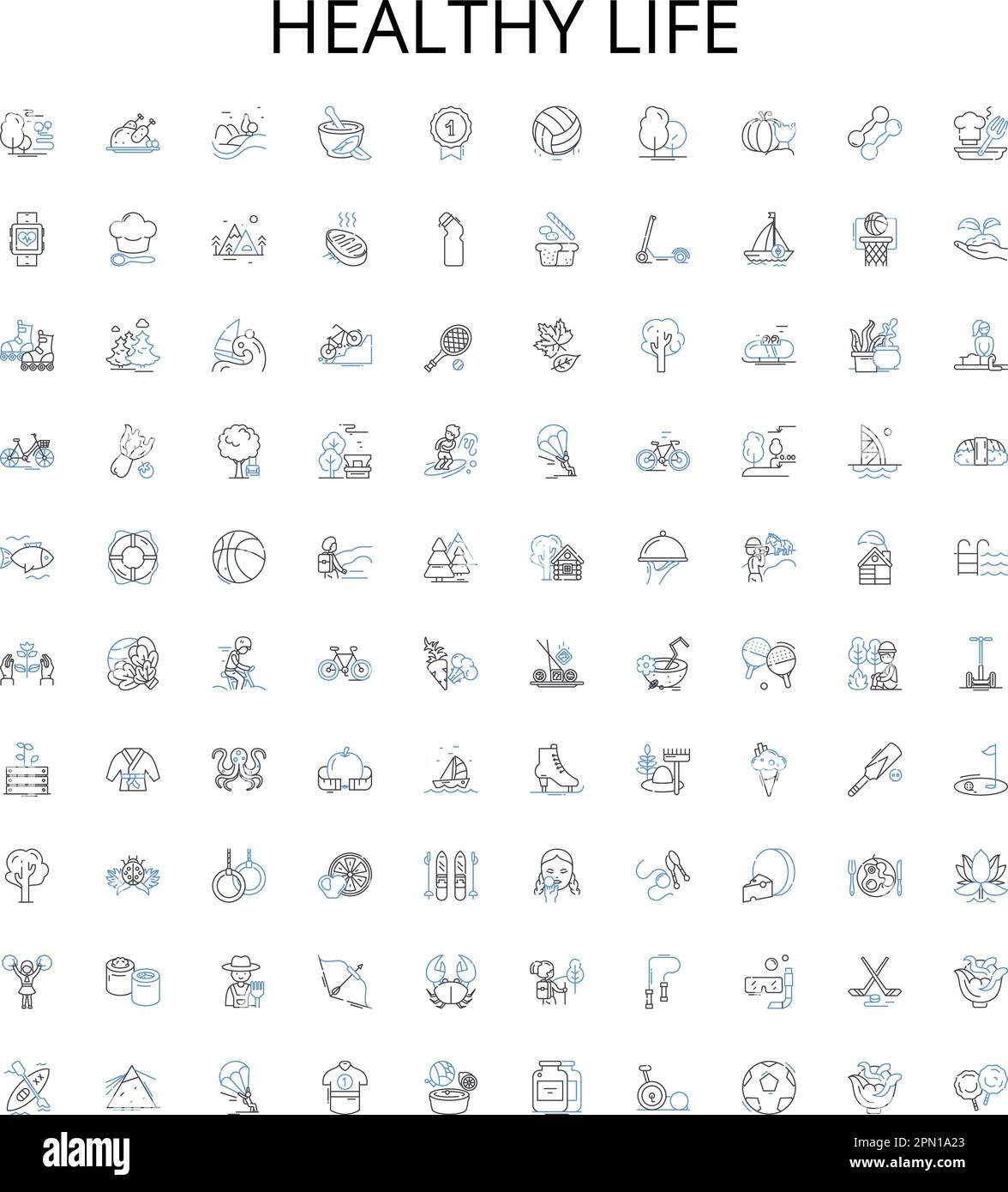 Healthy life outline icons collection. Healthy, Life, Diet, Exercise ...