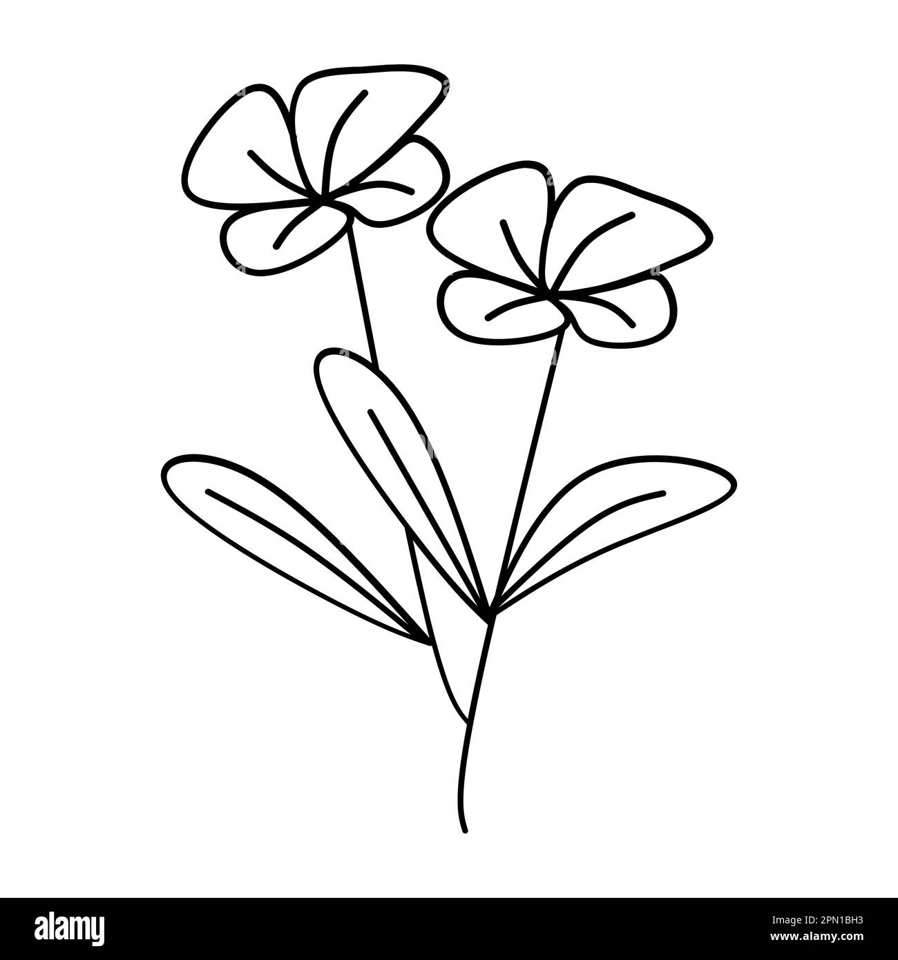 cute flower branch with leaves isolated icon vector illustration design Stock Vector