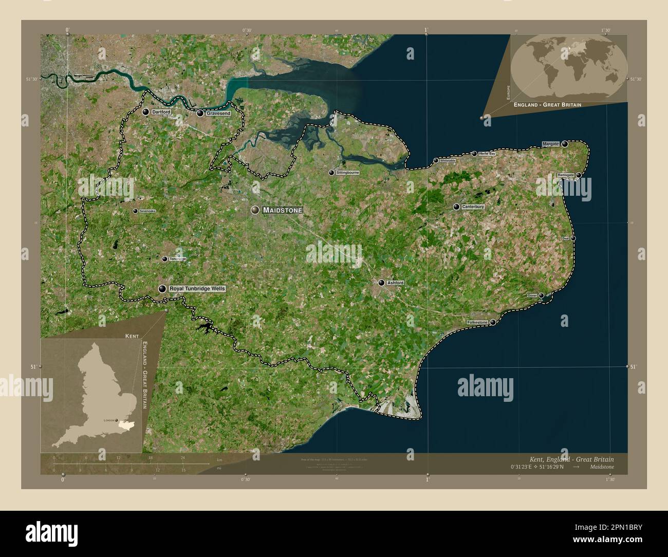 Kent, administrative county of England - Great Britain. High resolution 