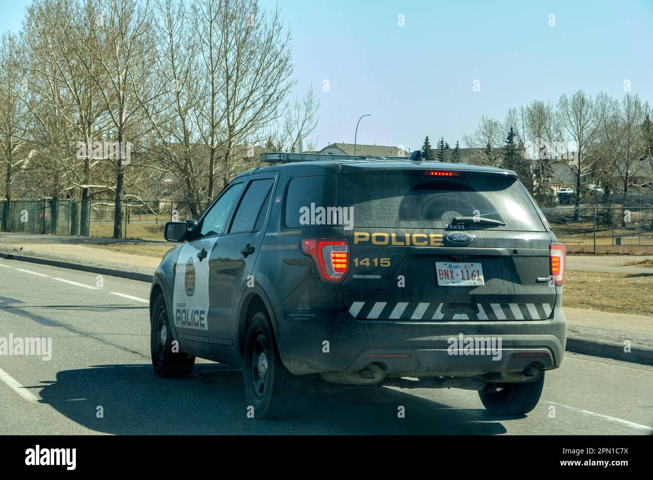 Calgary, Alberta, Canada. Apr 15, 2023. A Calgary police suburban or