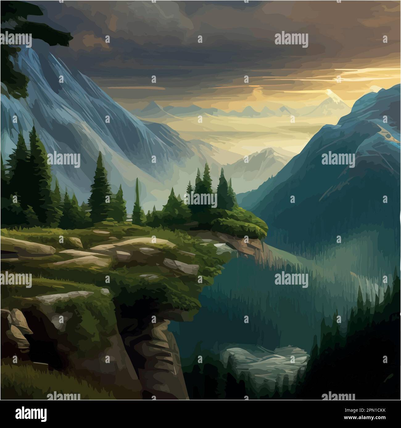 Foggy alps Stock Vector Images - Alamy