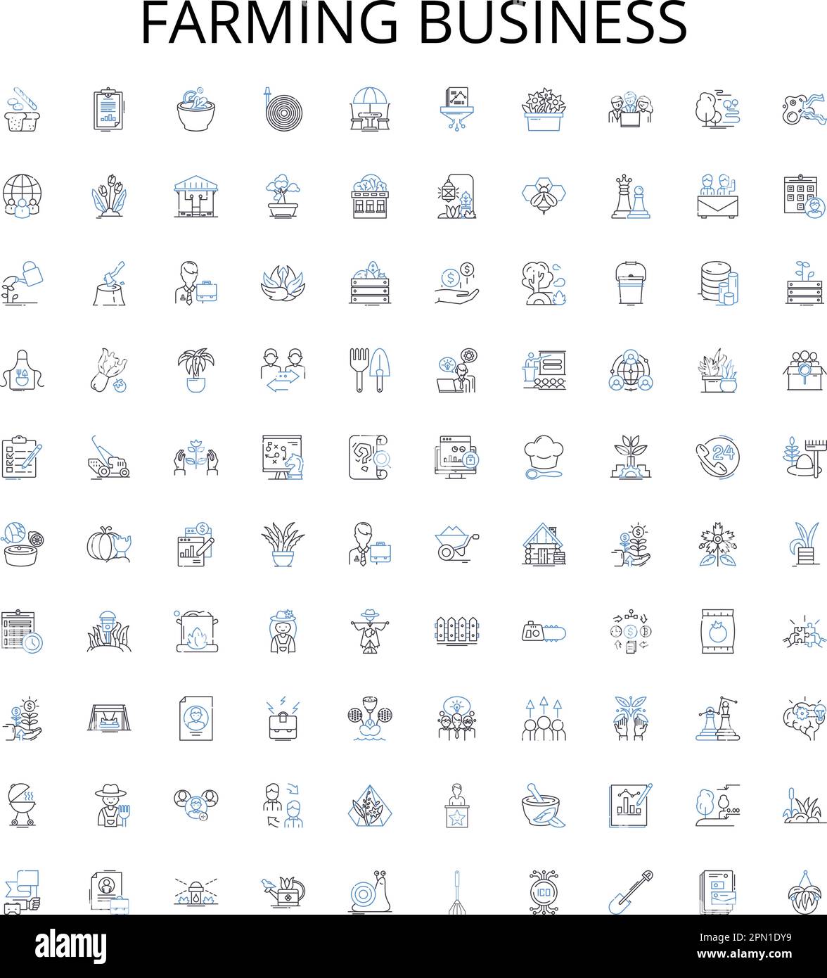 Farming business outline icons collection. Cropping, Sowing, Farming ...