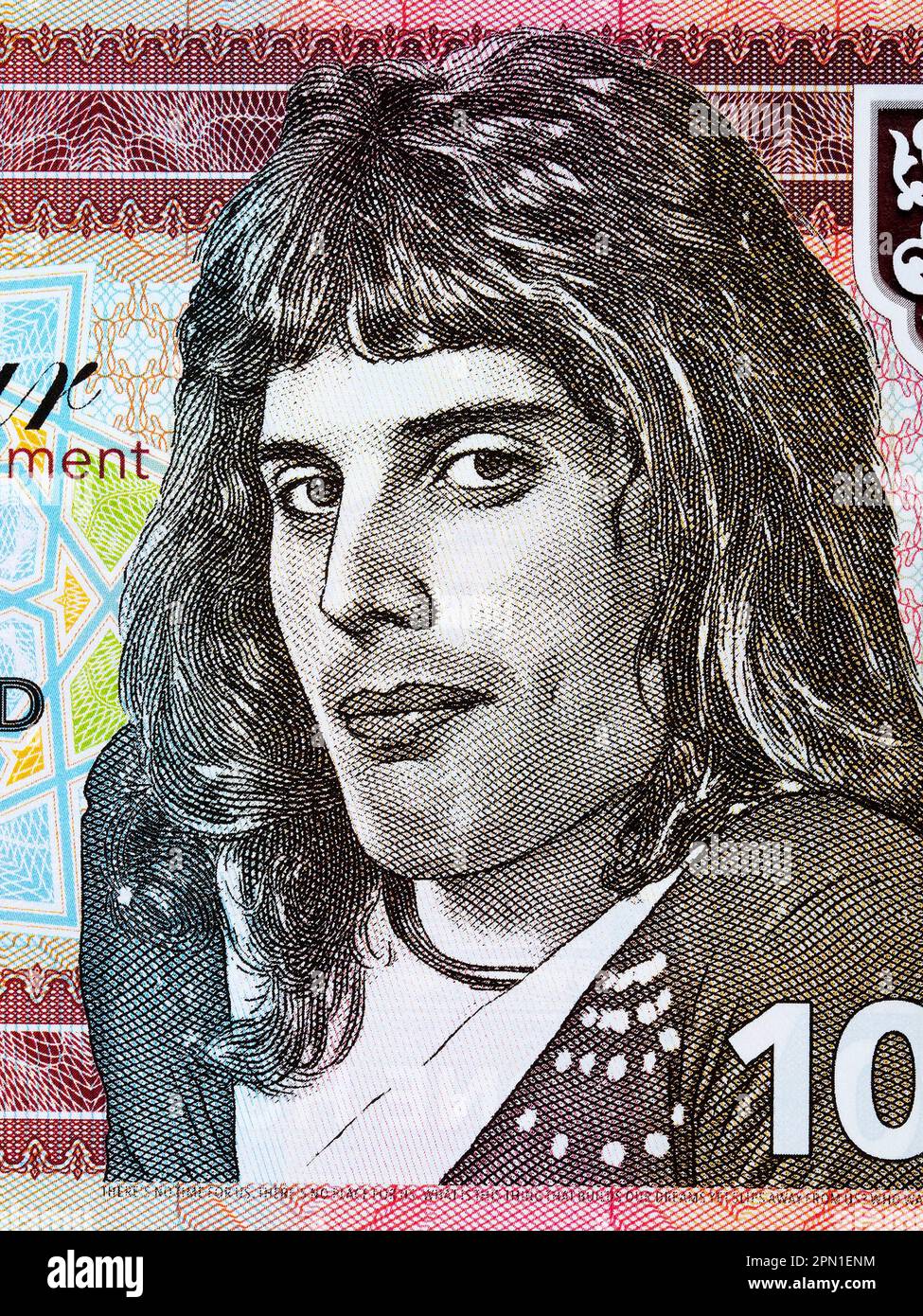 Freddie Mercury a portrait from Zanzibar money Stock Photo
