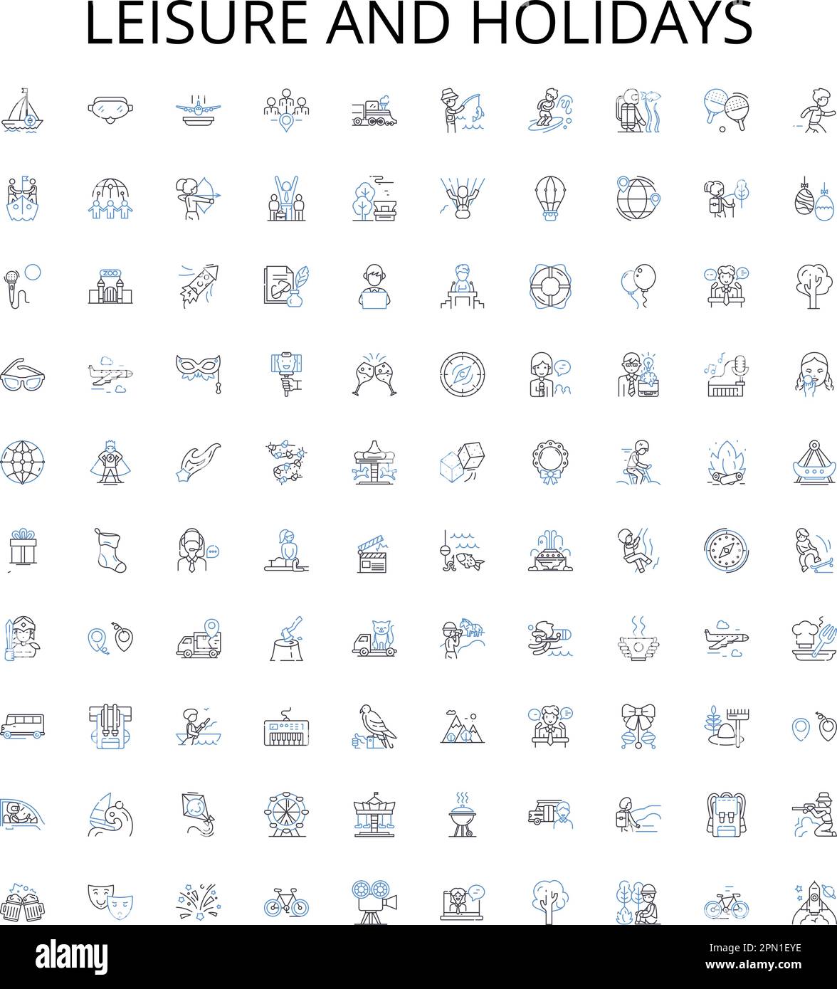 Leisure and holidays outline icons collection. Tourism, Vacation ...