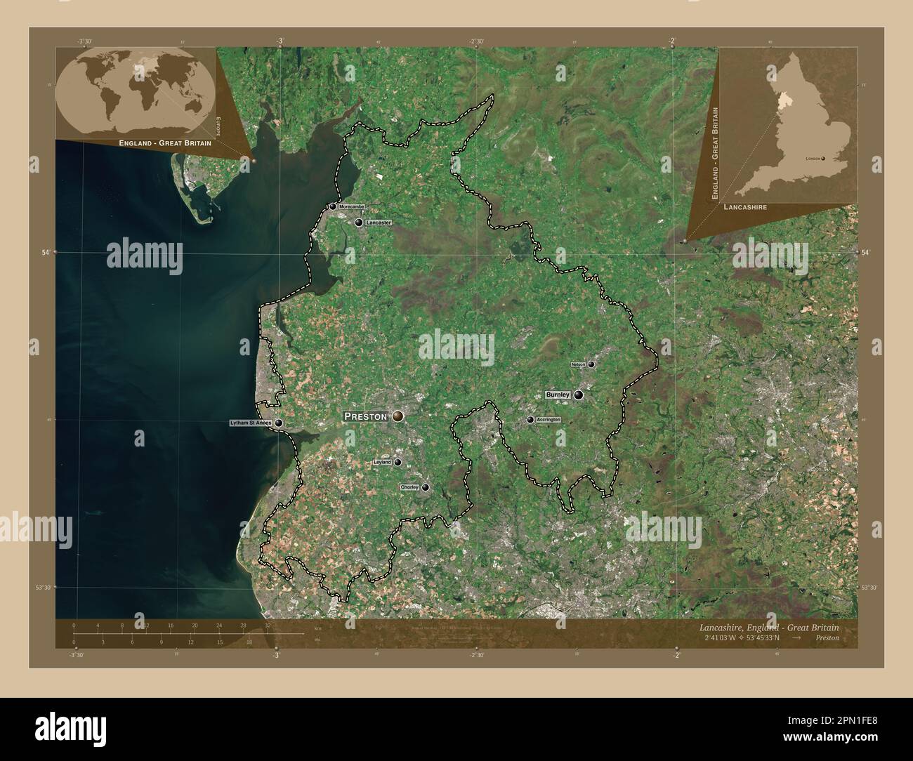 Lancashire, administrative county of England Great Britain. Low