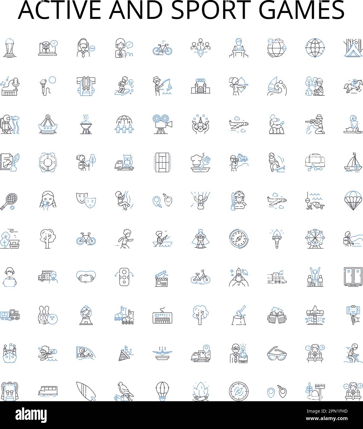 Active and sport games outline icons collection. Active, Sports, Games