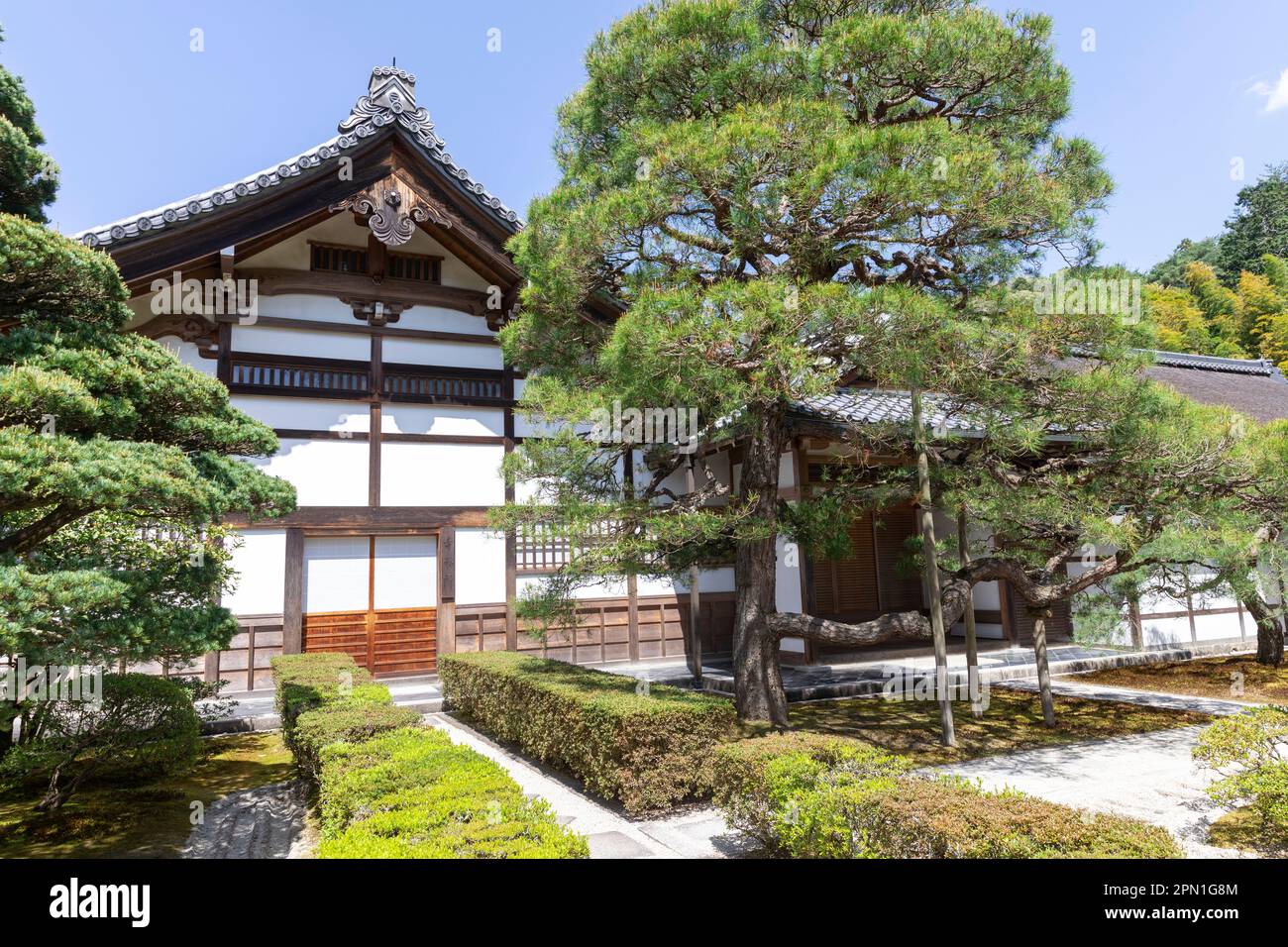 Kyoto Japan April 2023, Ginkakuji Silver pavilion temple and gardens, famous for its ginshadan sand waves and Mt Fuji representation,Japan,Asia Stock Photo