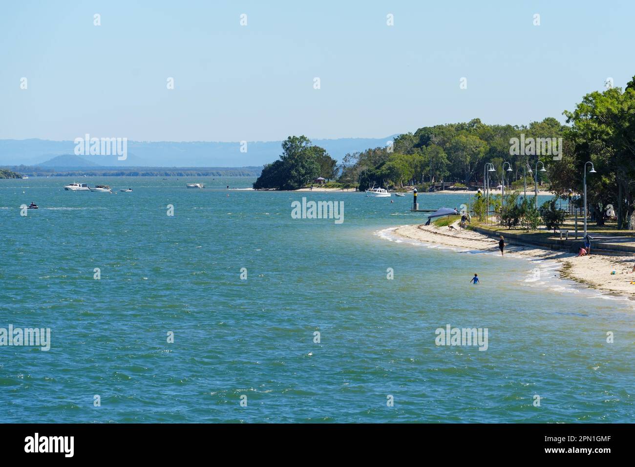 View of Sylvan Beach Park on Pumicestone Passage, Bribie Island