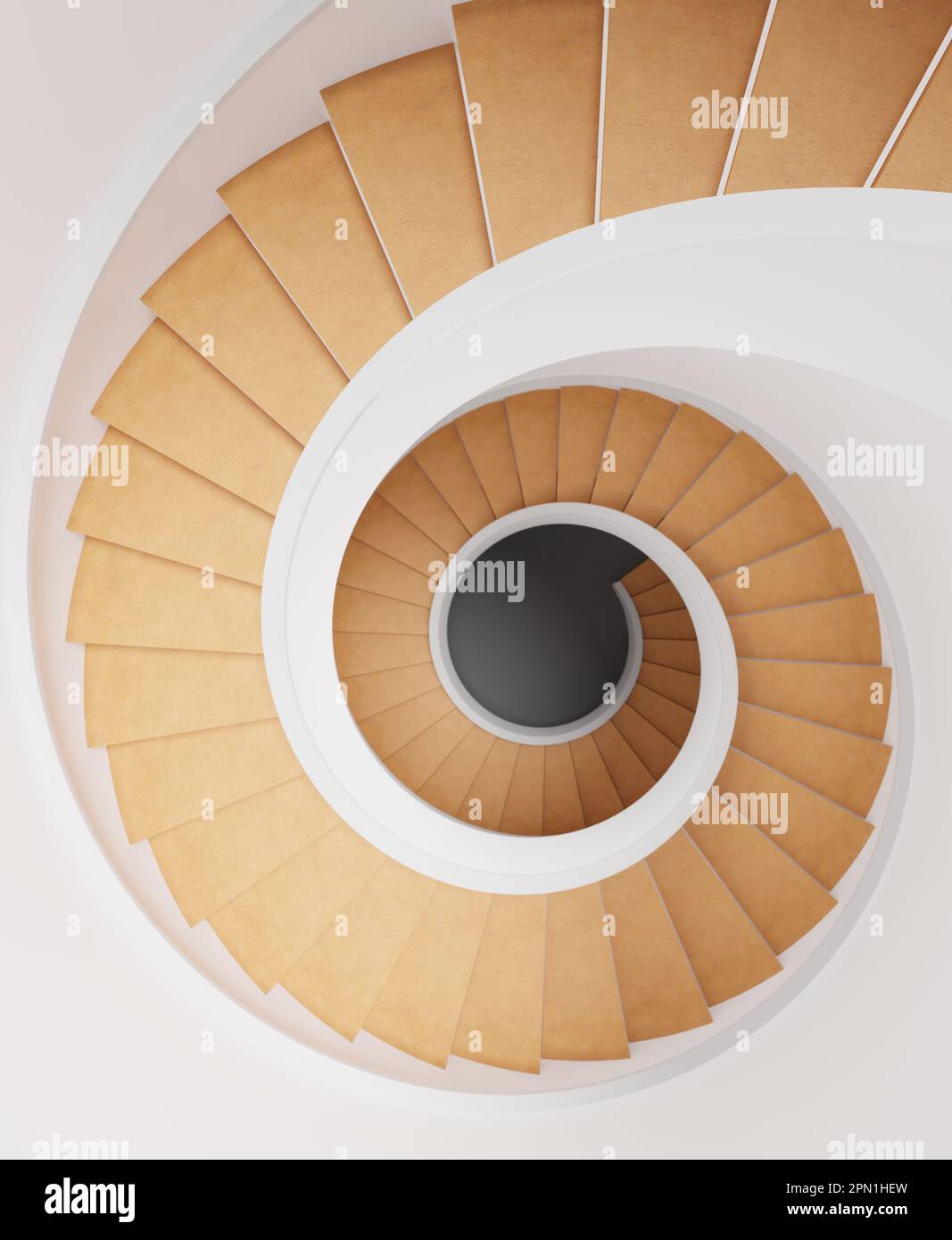 Spiral staircase top view, 3d rendering. Digital illustration of curved wooden stairs down Stock Photo - Alamy