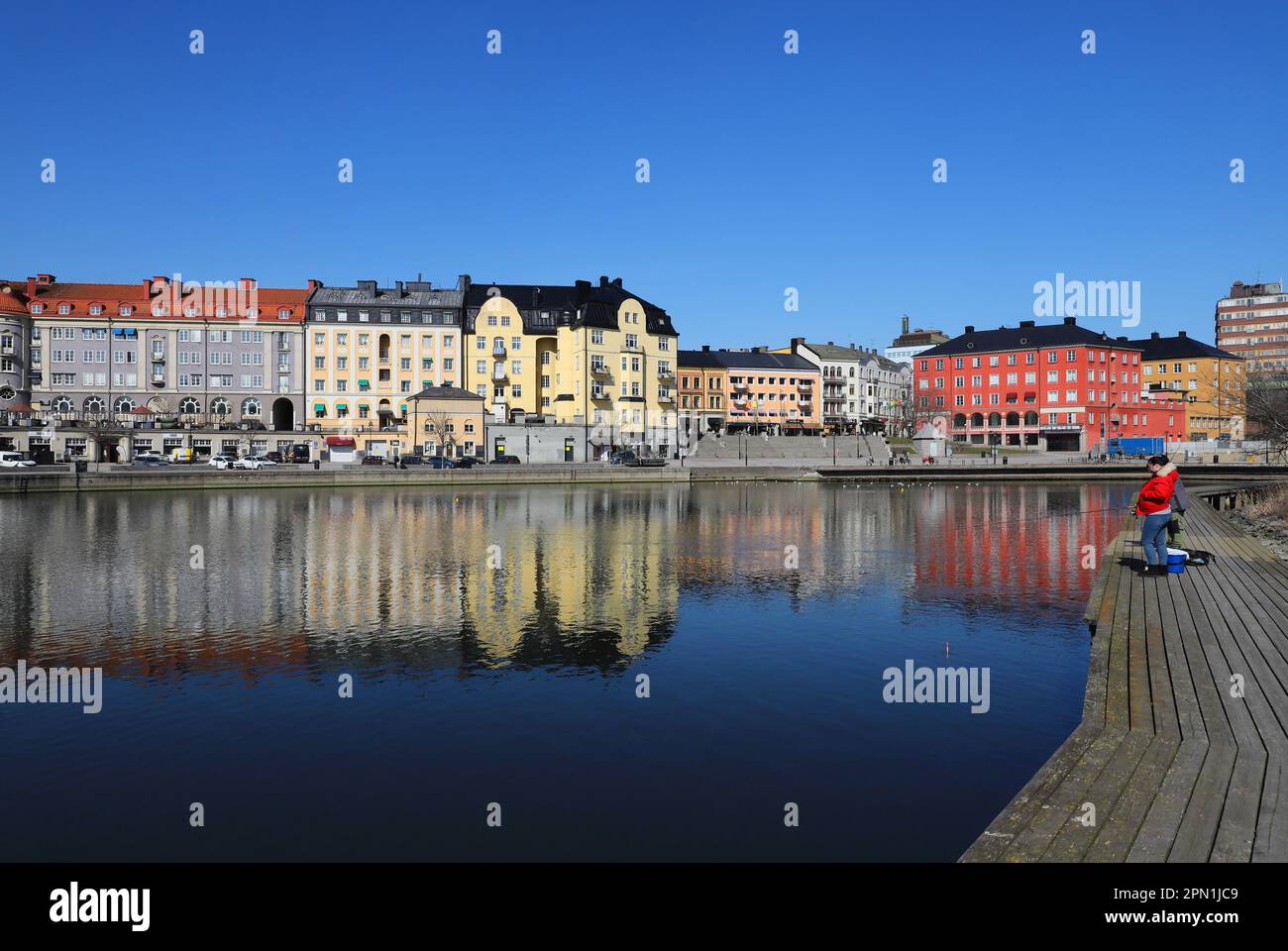 Sodertalje, Sweden April 15, 2023 View of the Sodertalje waterfront