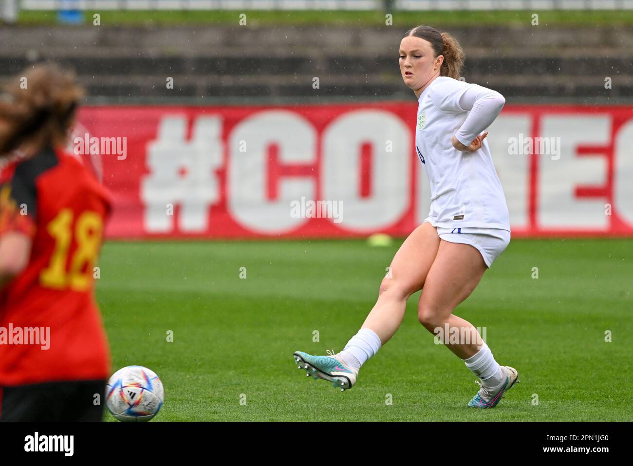 Ruby Mace (4) of England pictured during a friendly women soccer game