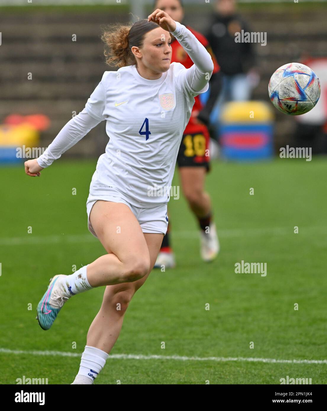 Ruby Mace (4) of England pictured during a friendly women soccer game