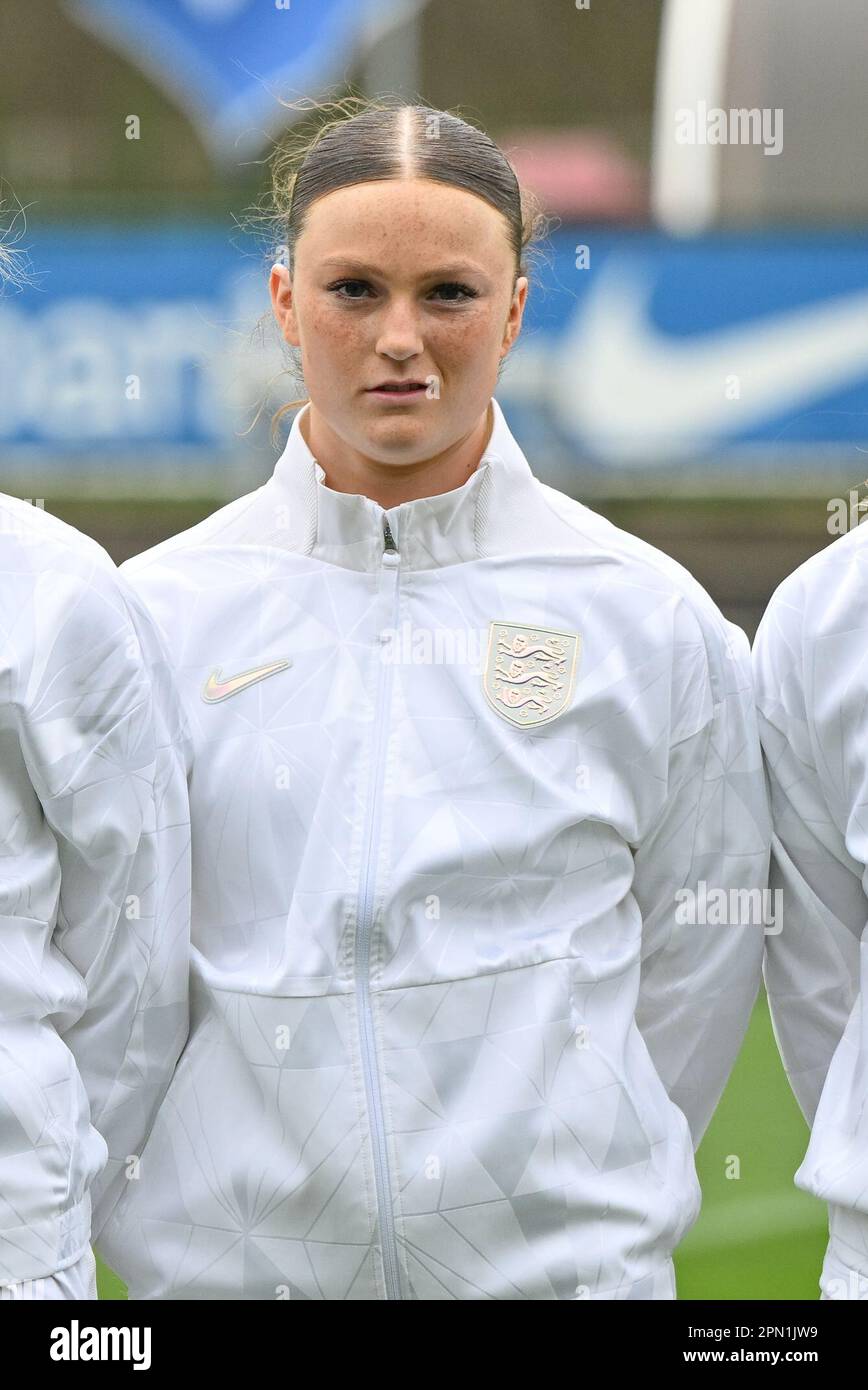 Ruby Mace (4) of England pictured during a friendly women soccer game