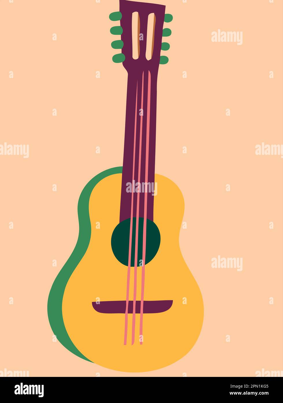 yellow guitar musical instrument minimalist vector illustration Stock ...