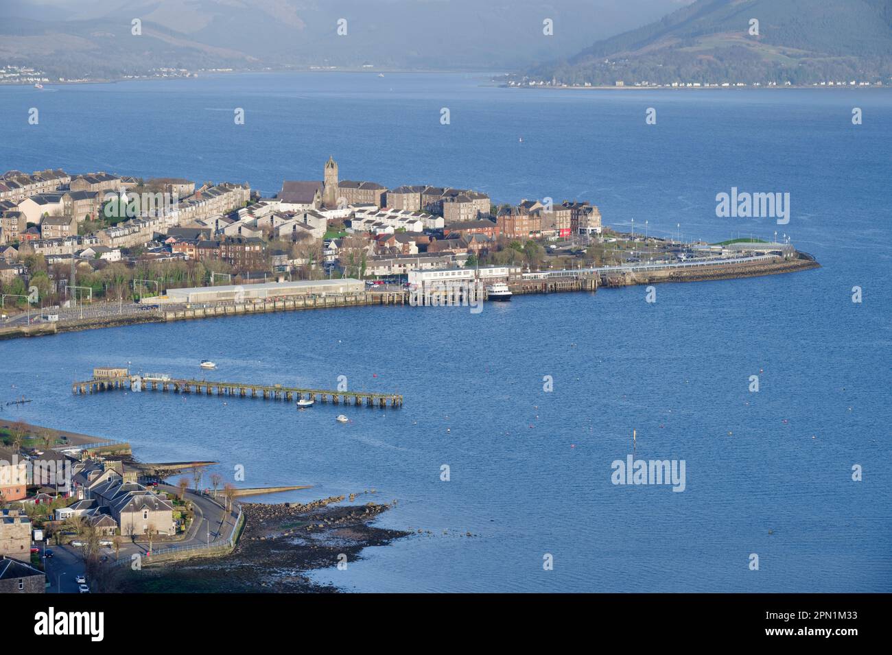 Gourock aerial view from Lyle Hill in Greenock, Inverclyde Stock Photo