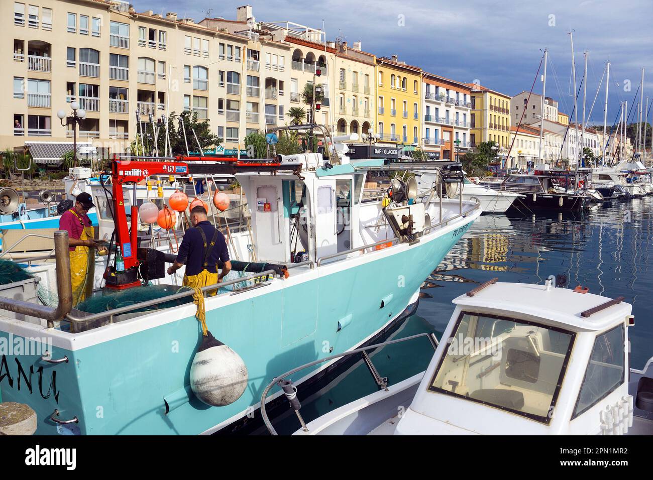 Fishing boat in the harbour of Port Vendres, Pyrénées-Orientales ...