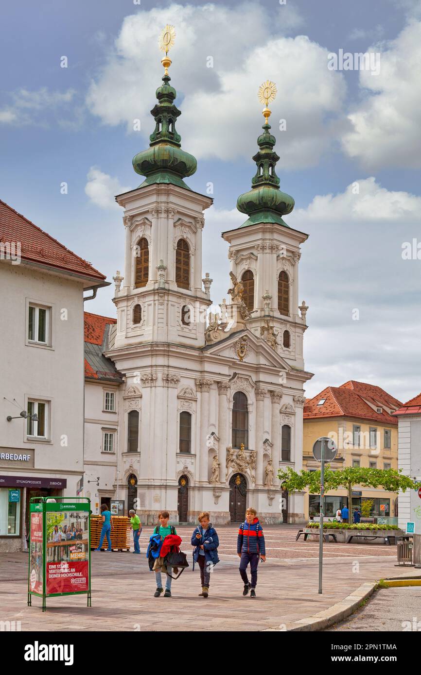 Graz, Austria - May 28 2019: The church of Mariahilf (German: Mariahilfkirche) is a pilgrimage church and parish church connected to the Minoriten con Stock Photo