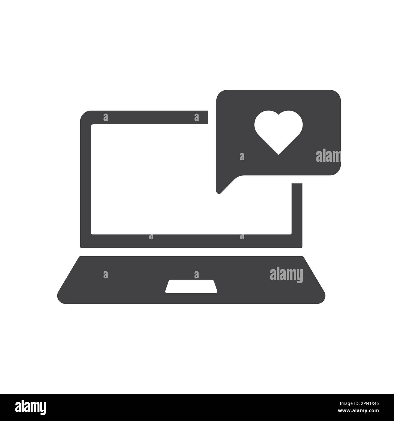 laptop with like bubble vector icon Stock Vector