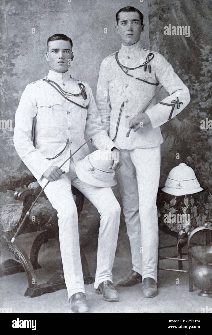Two troopers of the 17th Lancers in dress uniform whilst serving in British India, c.1880s. Stock Photo