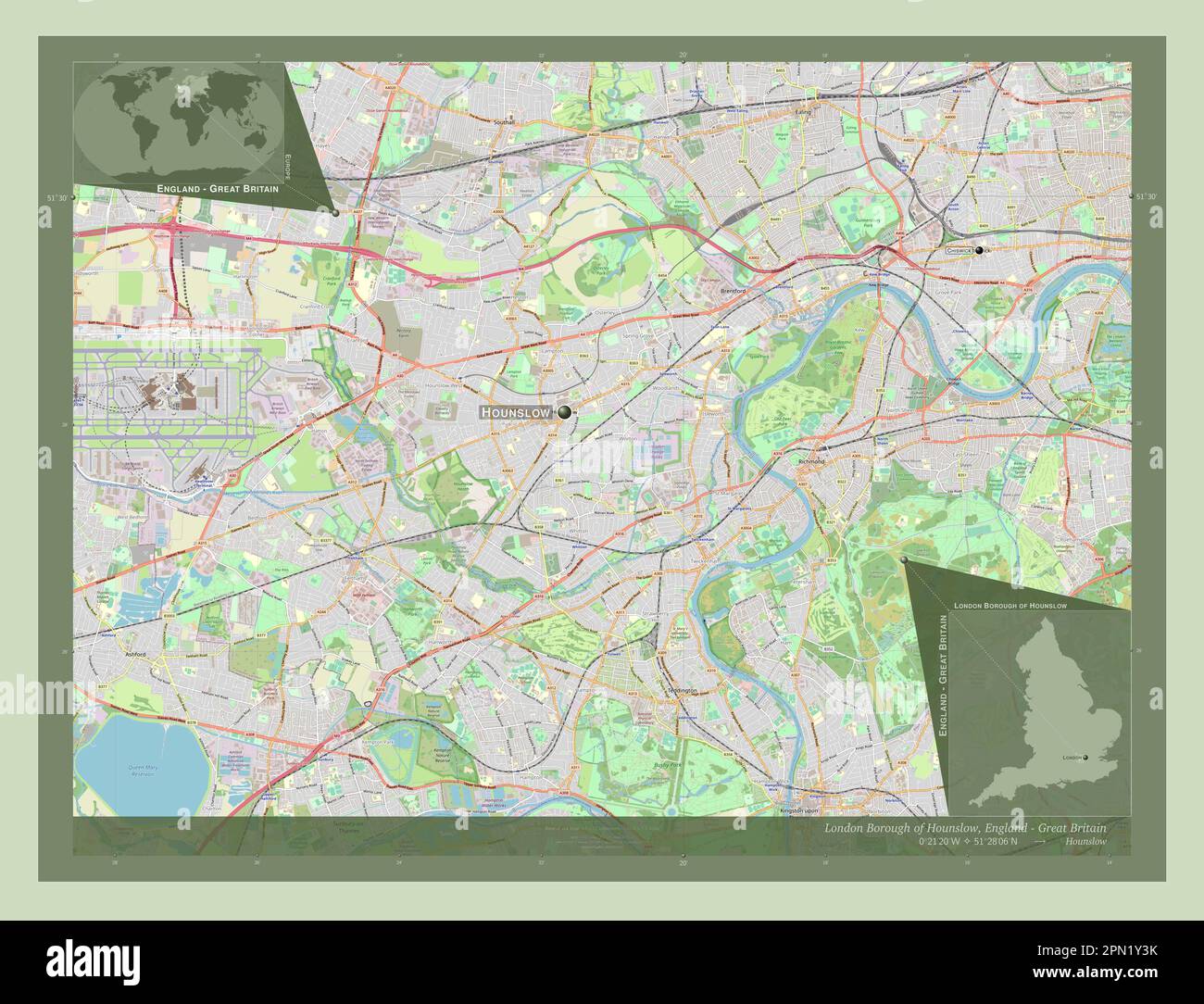 London Borough of Hounslow, london borough of England Great Britain. Open Street Map