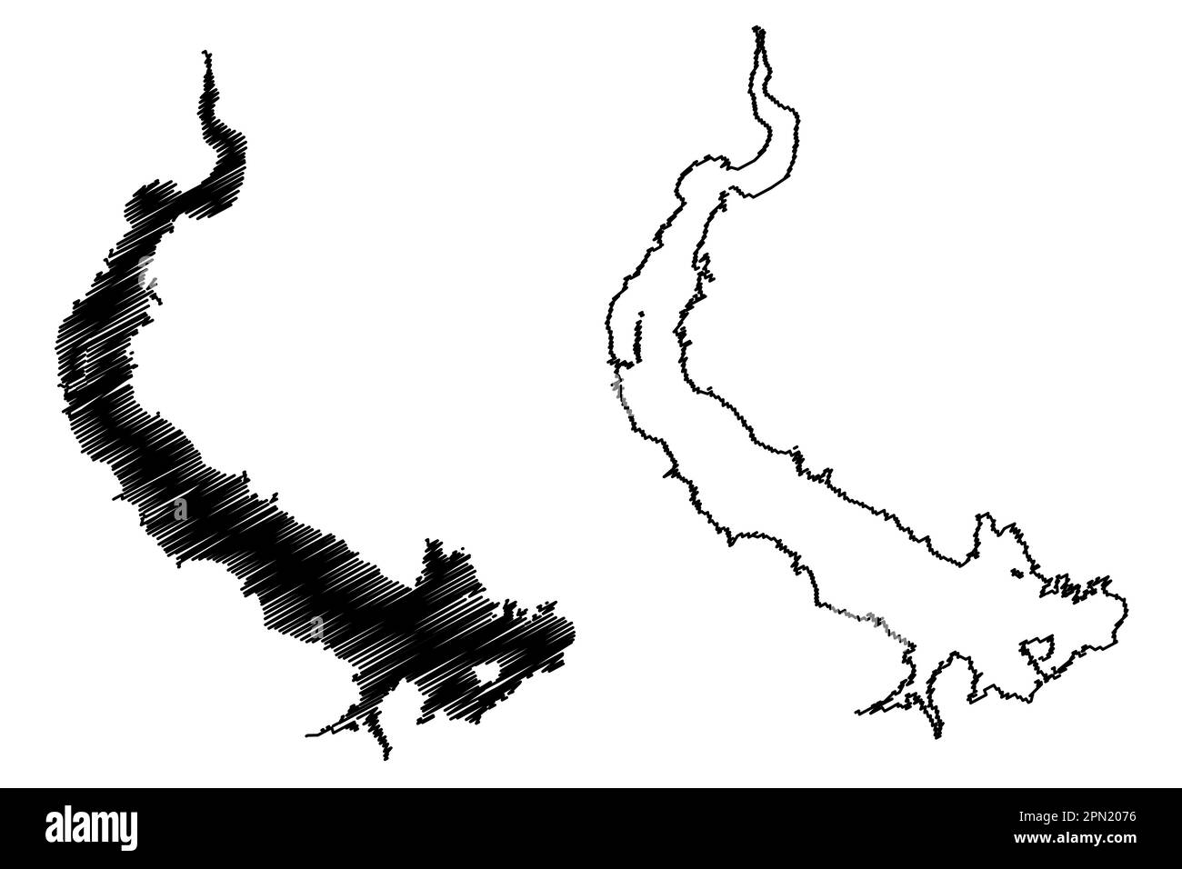 Lake Assad (Syrian Arab Republic, Syria) map vector illustration, scribble sketch Buhayrat al-Assad map Stock Vector