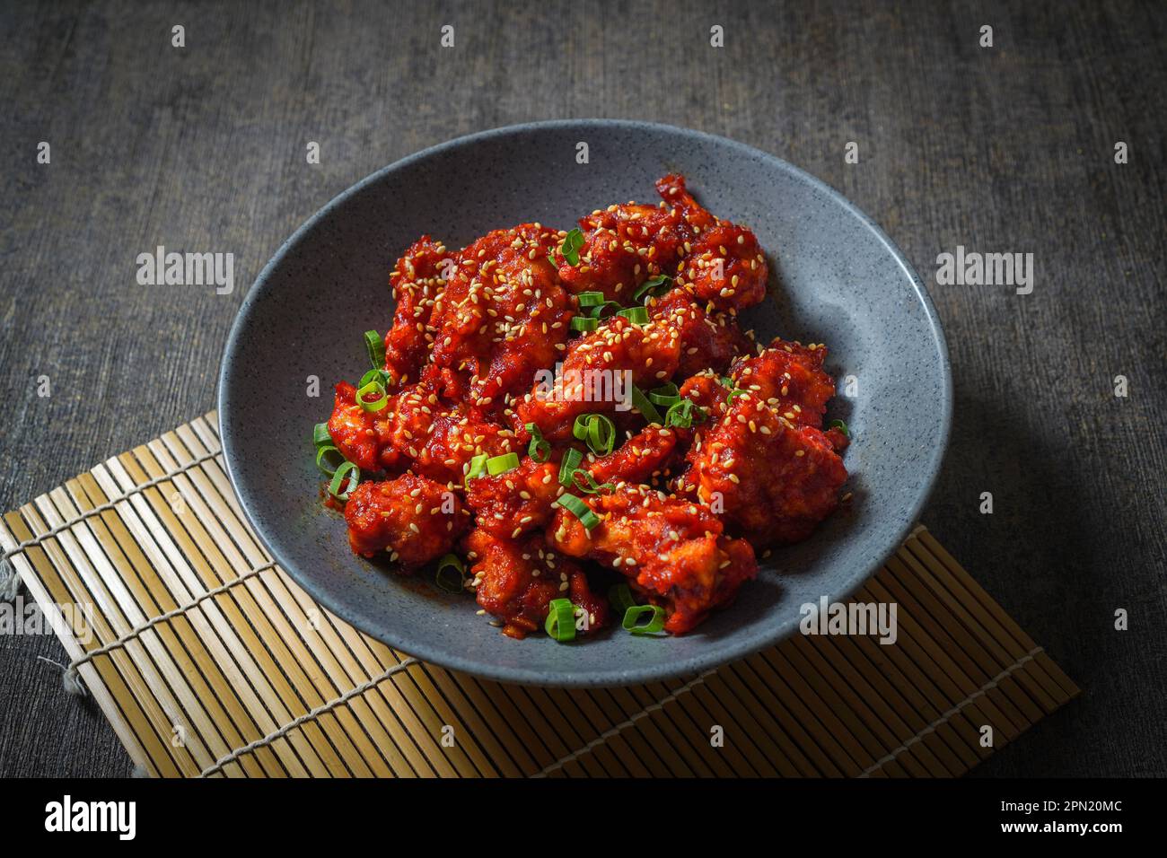 Yangnyeom Tongdak (Korean Spicy Fried Chicken) Spicy chicken wings in