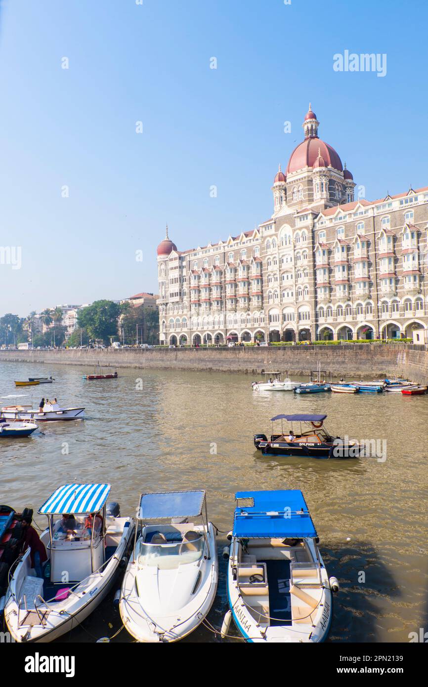 View towards Taj Mahal Palace Hotel, Colaba, Mumbai, India Stock Photo ...