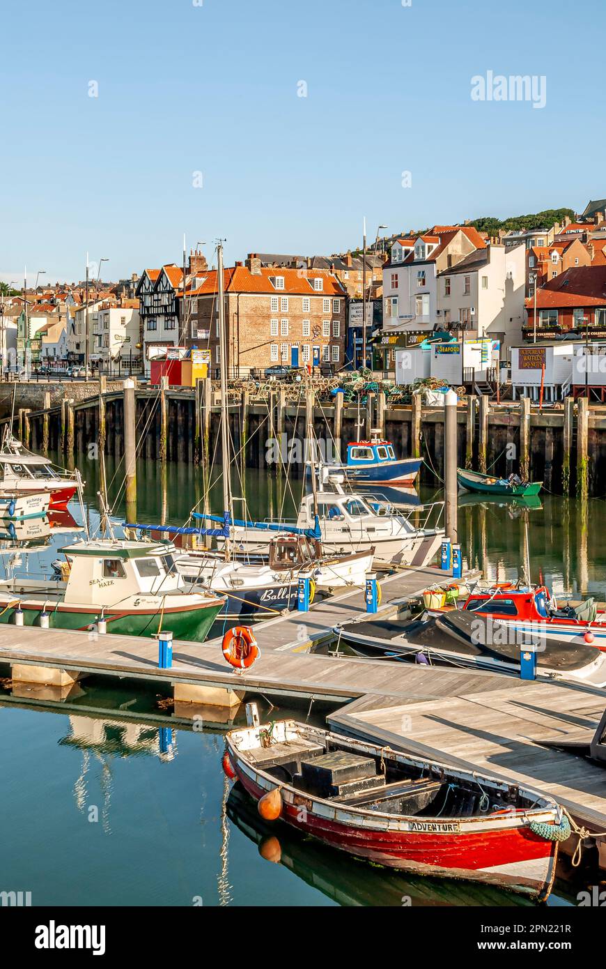 Fishing habour of Scarborough on the North Sea coast of North Yorkshire, England Stock Photo