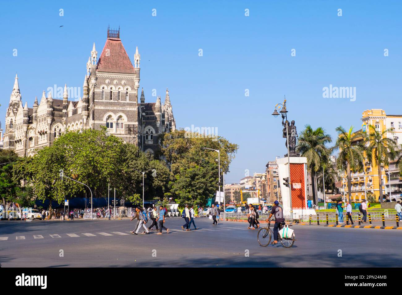 Mahatma Gandhi Road, at Flora Fountain, Fort, Mumbai, India Stock Photo