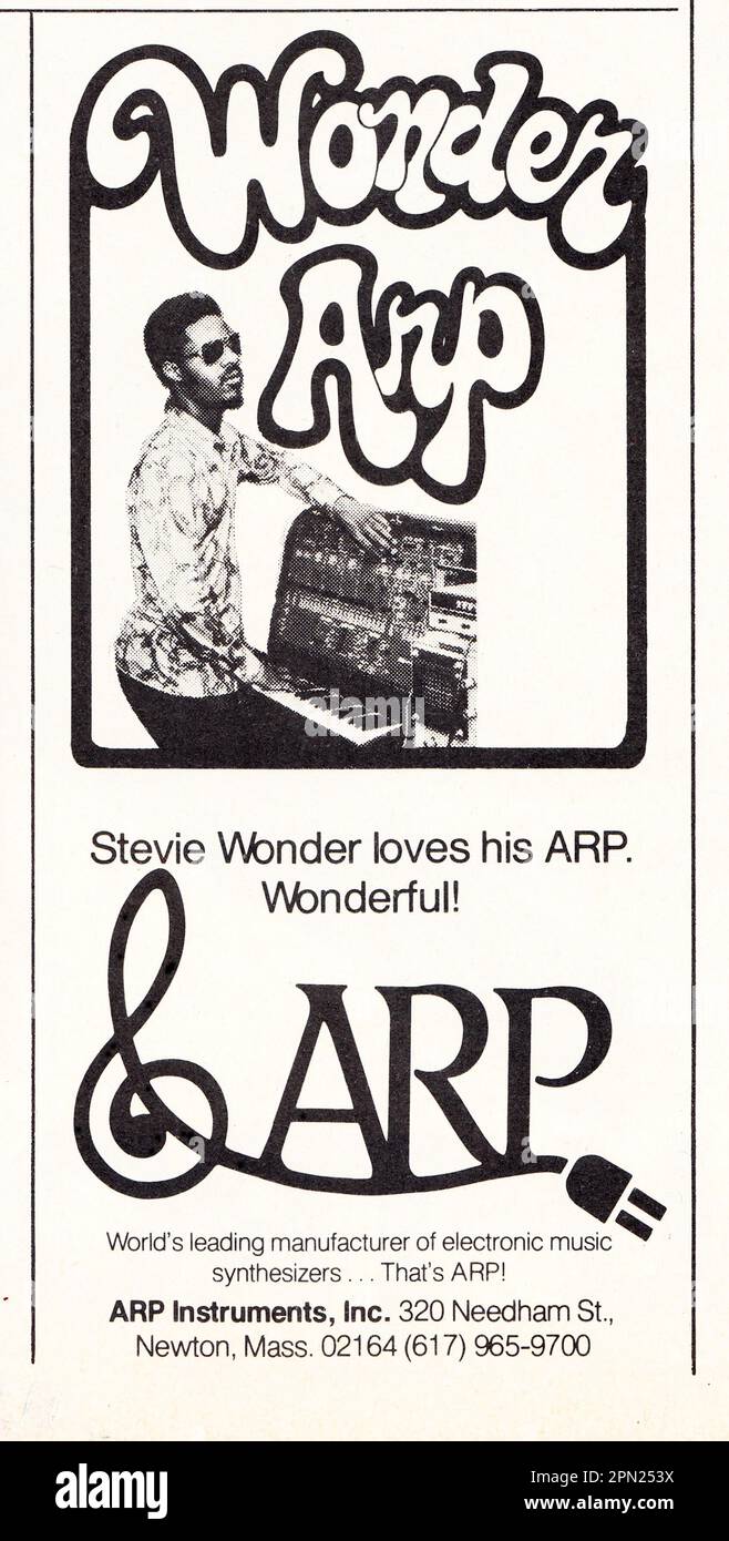Stevie Wonder In A Mid 1970s Advertisement For ARP Synthesizers ARPs stevie-wonder-in-a-mid-1970s-advertisement-for-arp-synthesizers-arps