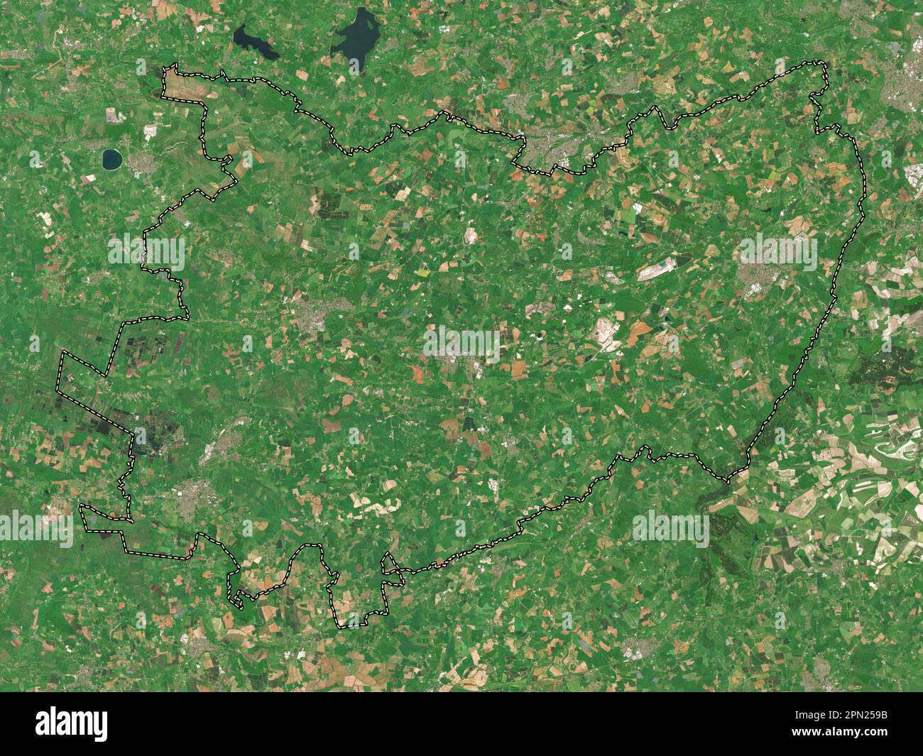 Mendip, non metropolitan district of England - Great Britain. Low resolution satellite map Stock Photo