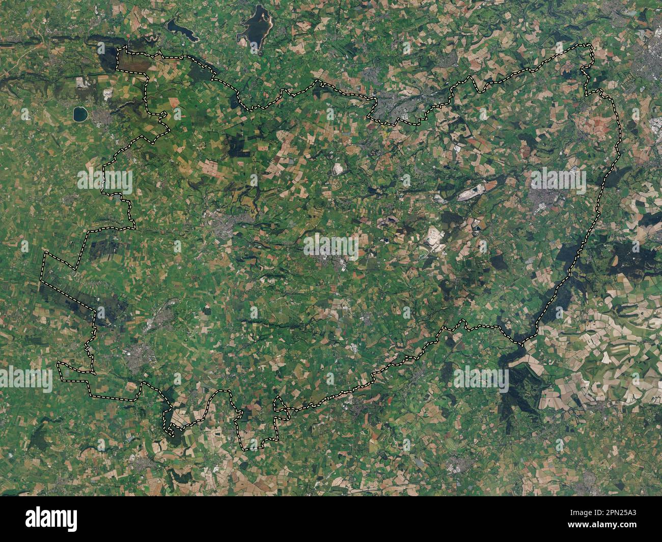 Mendip, non metropolitan district of England - Great Britain. High resolution satellite map Stock Photo