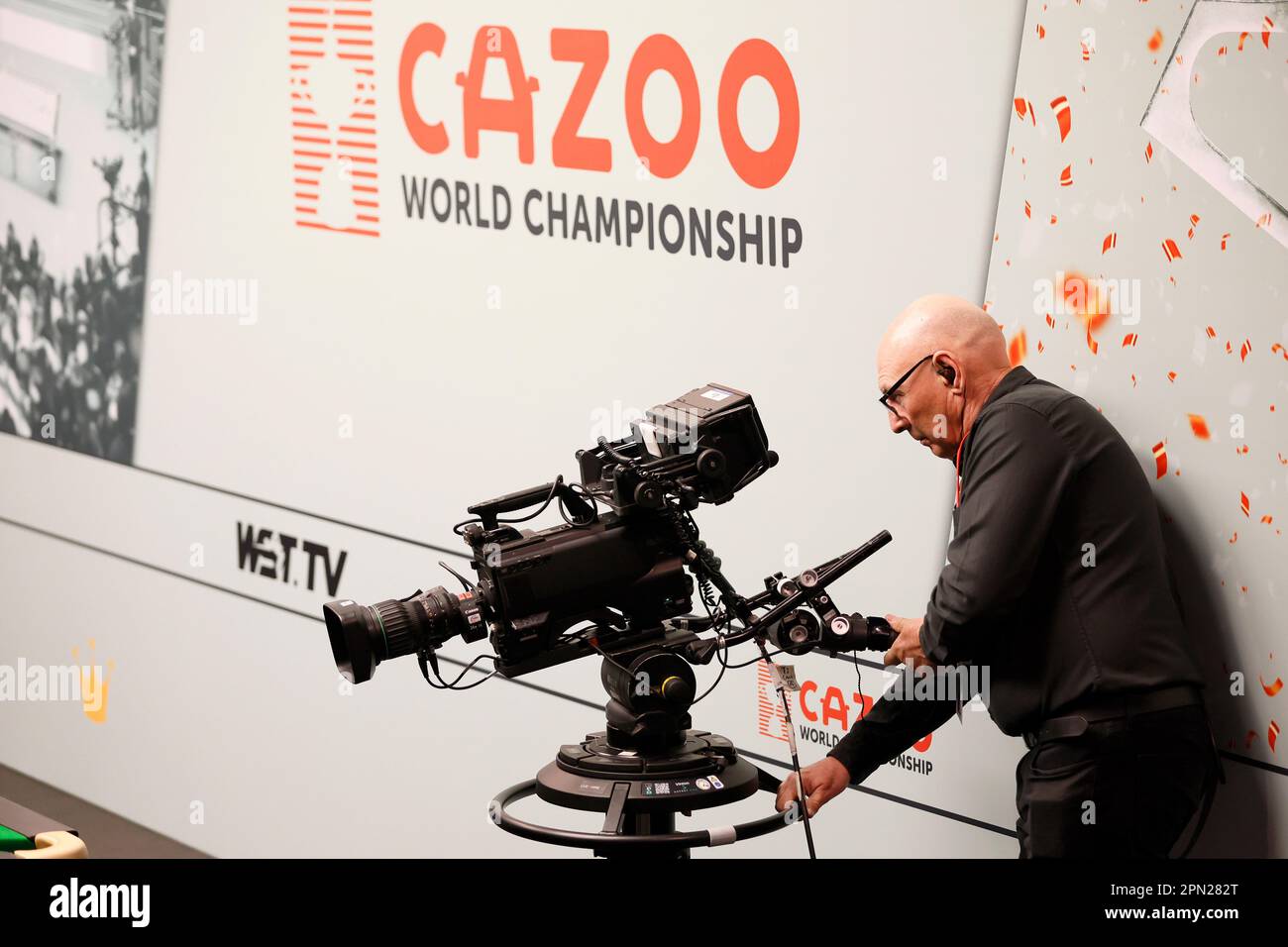 A general view of a BBC tv camera during day two of the Cazoo World Snooker Championship at the Crucible Theatre, Sheffield