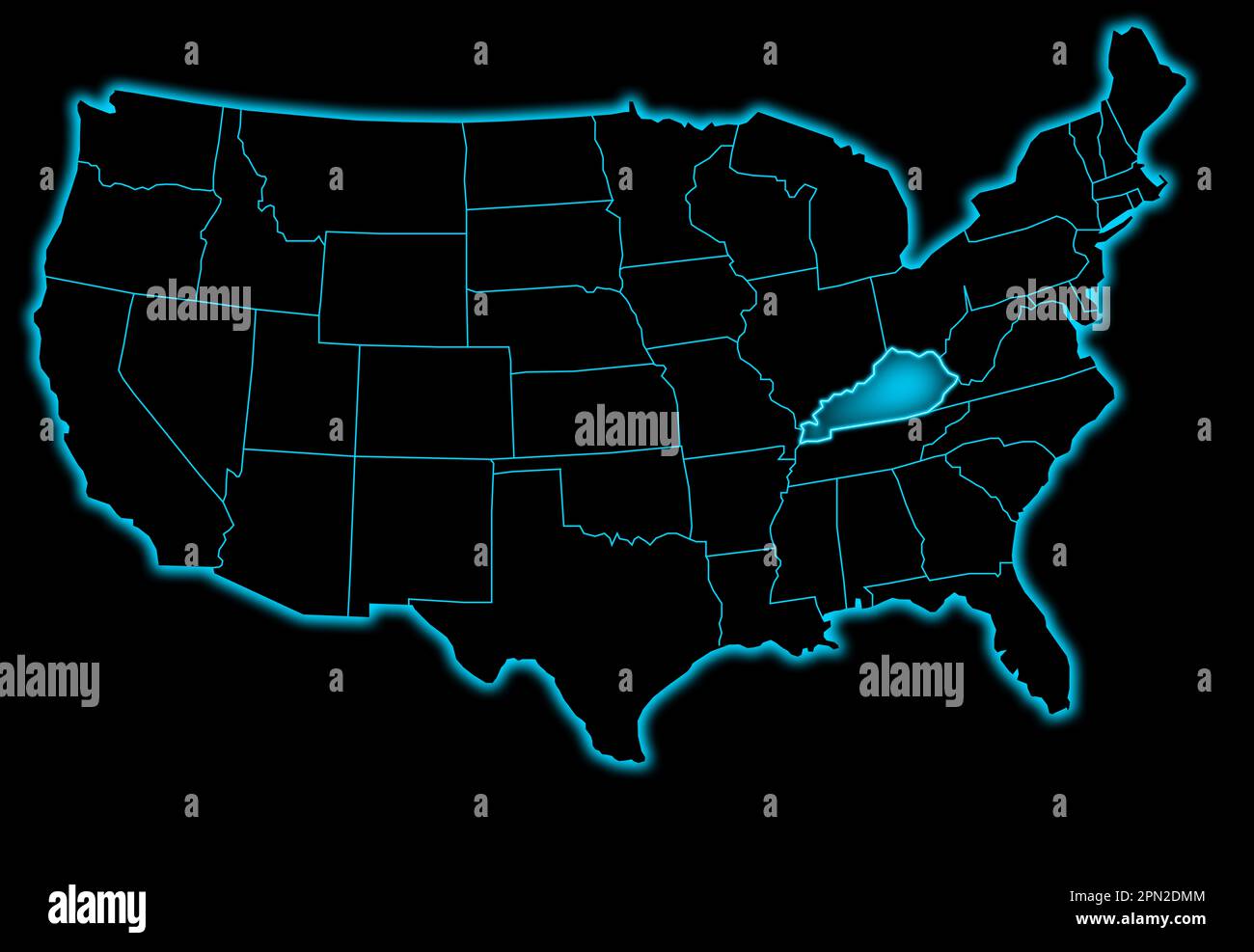 Kentucky Blue Glow Futuristic Map With Black Background America United   Kentucky Blue Glow Futuristic Map With Black Background America United State 2PN2DMM 