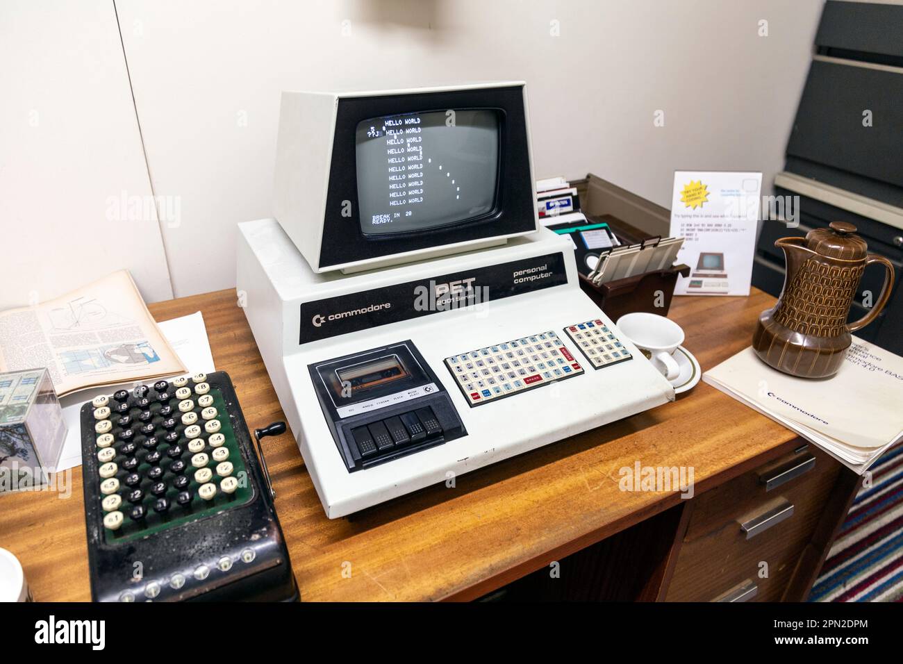 1970s Commodore PET 2001 Series Personal Computer at the Centre for Computing History, Cambridge, UK Stock Photo