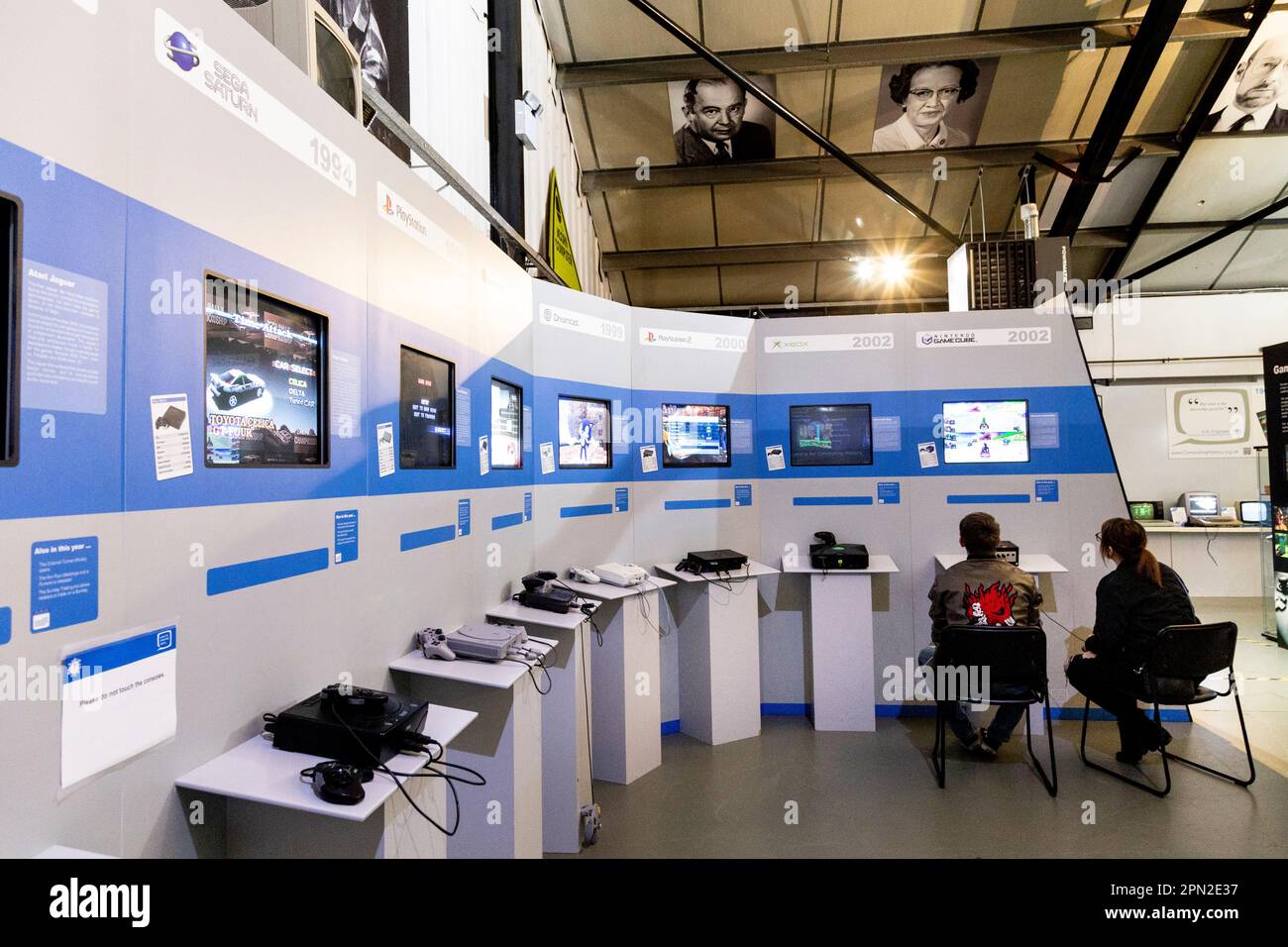 Exhibition of historic gaming consoles at the Centre for Computing History, Cambridge, UK Stock Photo