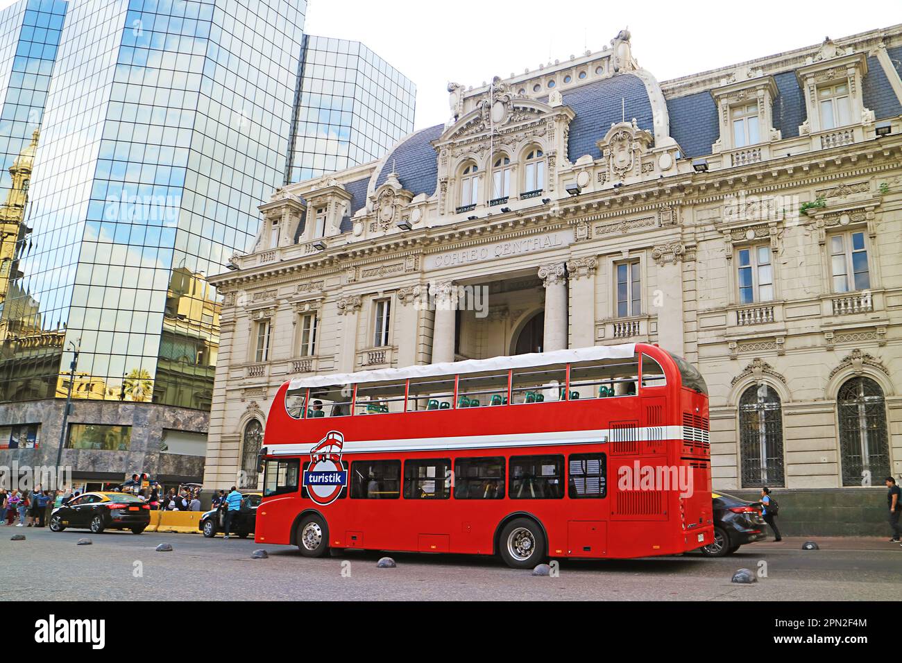 The Central Post Office or Correo Central, a National Monument of Chile Located on Plaza de Armas Square, Santiago, Chile, South America Stock Photo