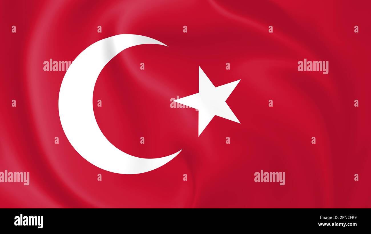Flag of Turkey waving in the wind. Part of a series. Stock Photo