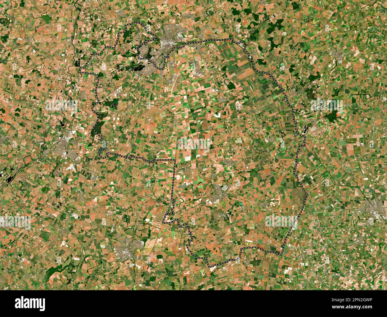 North Kesteven, non metropolitan district of England - Great Britain. Low resolution satellite map Stock Photo