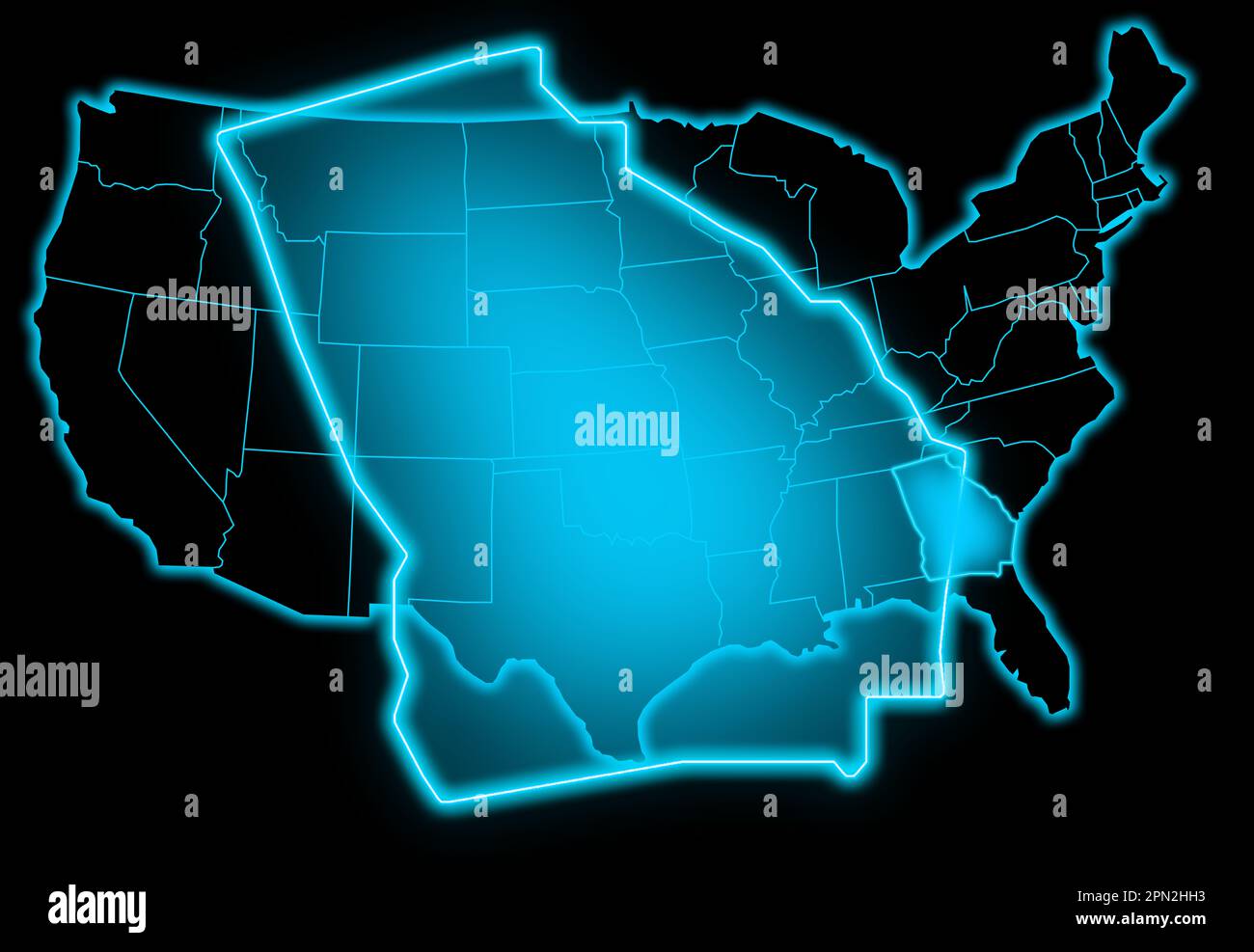 Georgia map blue glow futuristic Stock Photo