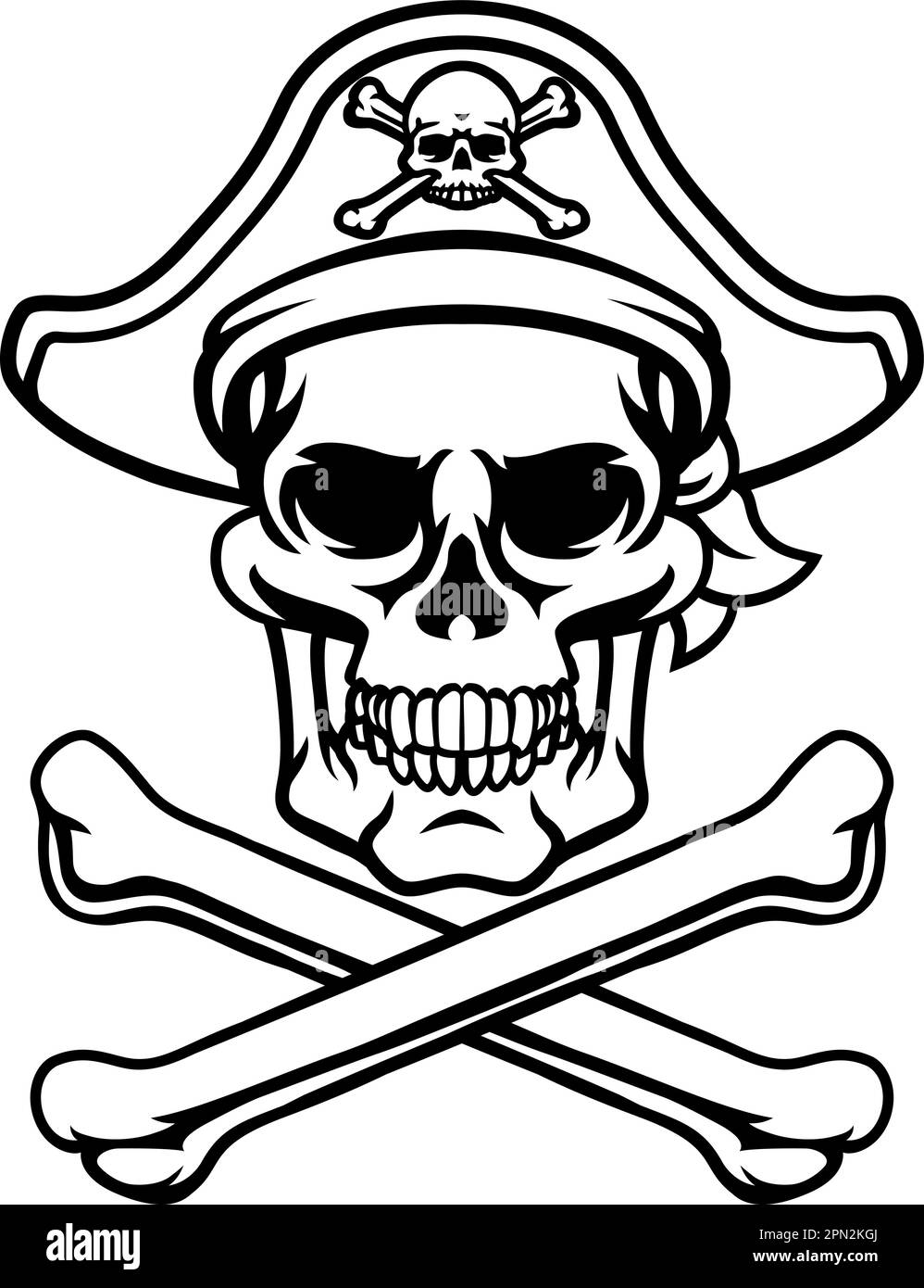 Pirate Hat Skull and Crossbones Cartoon Stock Vector Image & Art - Alamy