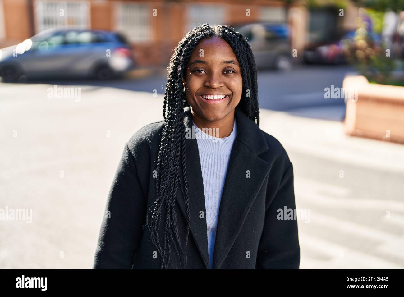 African american woman smiling confident standing at street Stock Photo ...