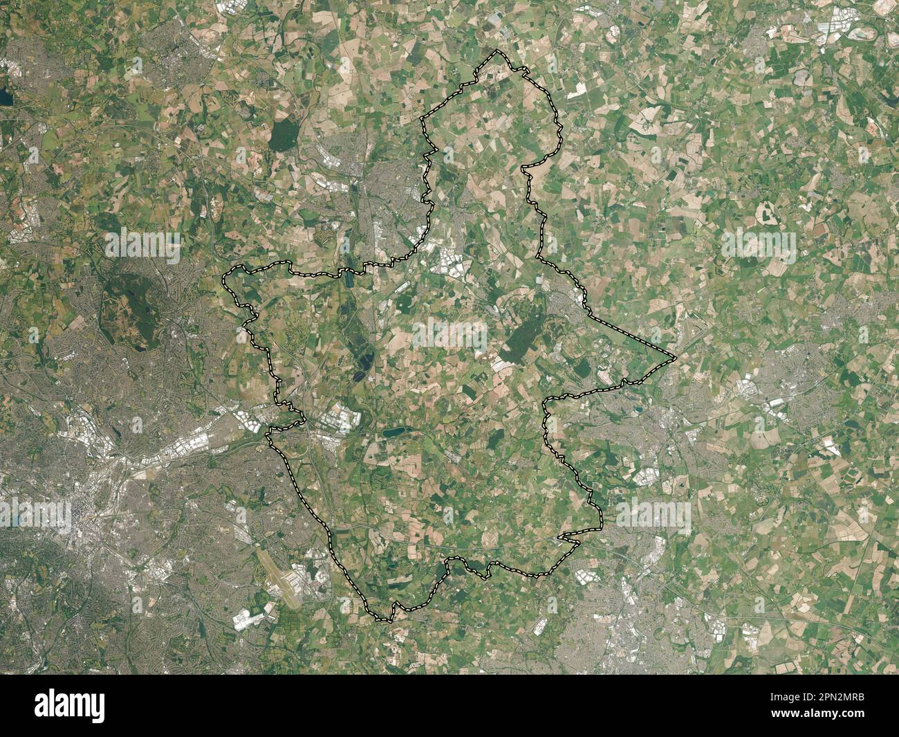 North Warwickshire, non metropolitan district of England - Great Britain. High resolution satellite map Stock Photo